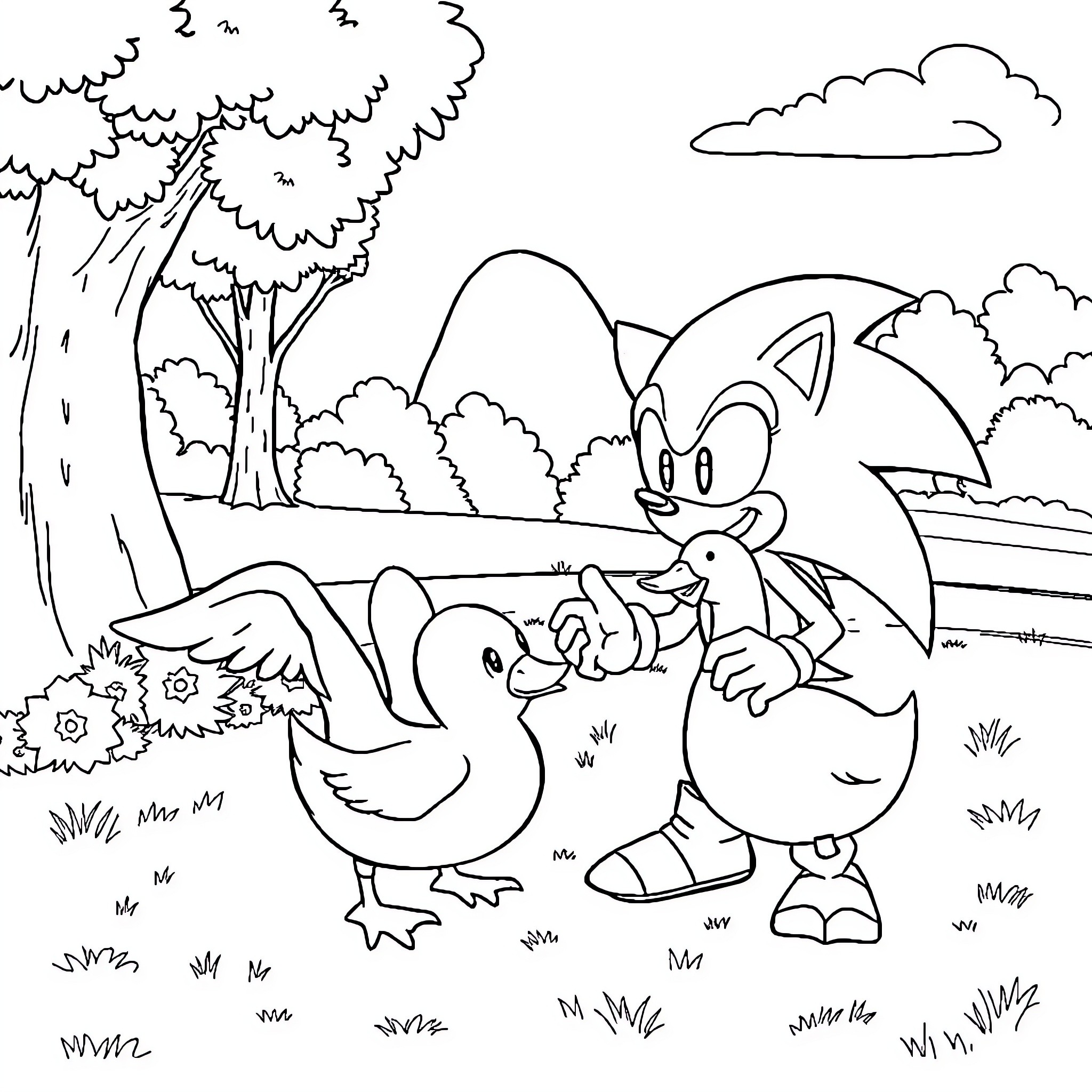 Bluey's Outdoor Adventure Coloring Page (free black-and-white line drawing printable PDF for all, from beginners to advanced learners, including children, teens, adults, and seniors)