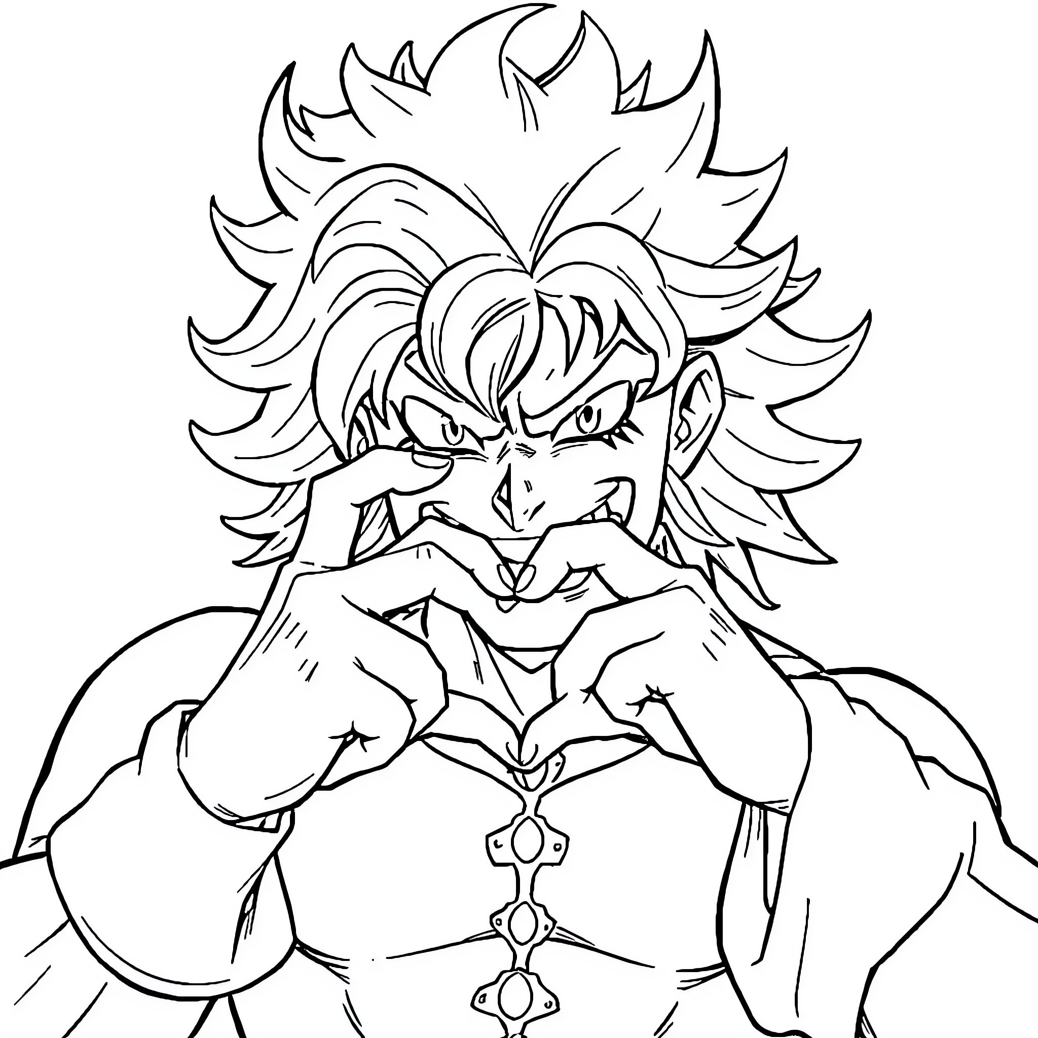 Akuma's Fierce Expression and Stance Coloring Page (free black-and-white line drawing printable PDF for all, from beginners to advanced learners, including children, teens, adults, and seniors)