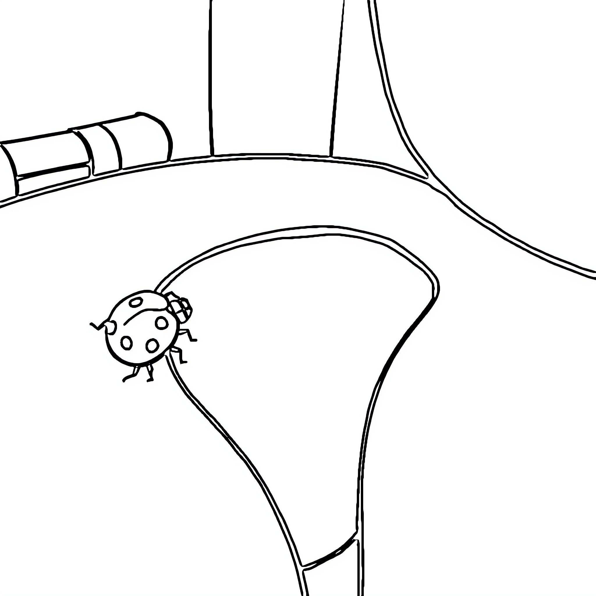 Ladybug exploring abstract landscape Coloring Page (free black-and-white line drawing printable PDF for all, from beginners to advanced learners, including children, teens, adults, and seniors)