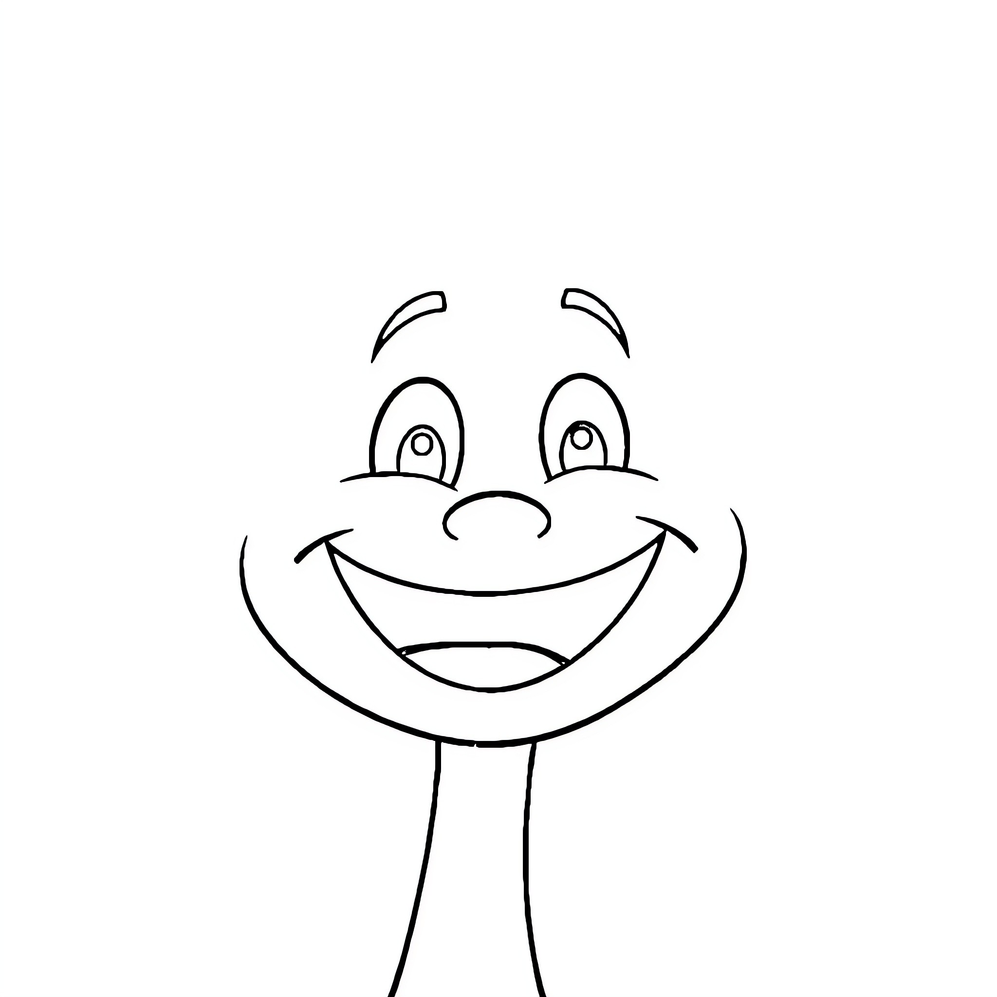 Hiu Smiley cartoon character's expression Coloring Page (free black-and-white line drawing printable PDF for all, from beginners to advanced learners, including children, teens, adults, and seniors)