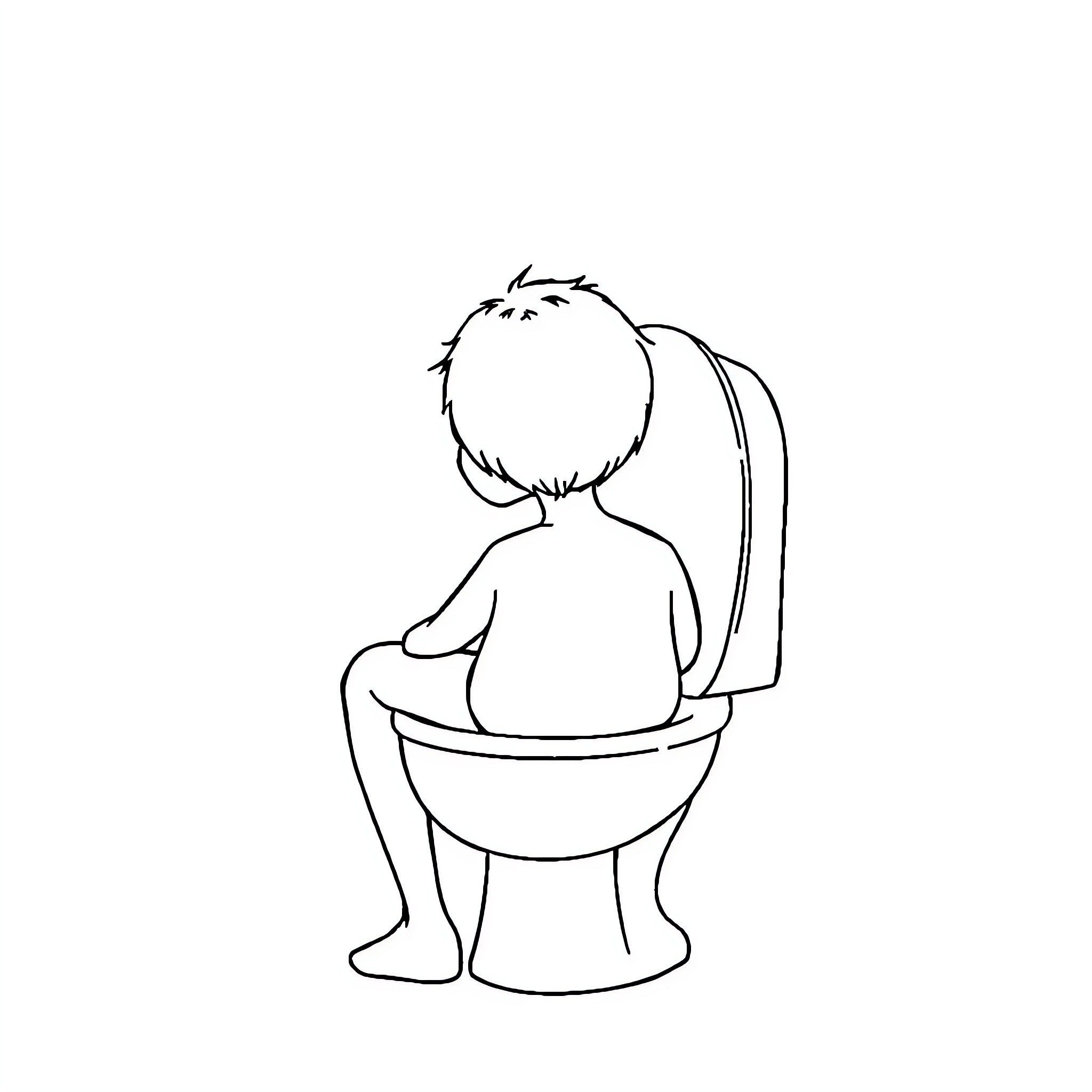 Person sitting on toilet Coloring Page (free black-and-white line drawing printable PDF for all, from beginners to advanced learners, including children, teens, adults, and seniors)