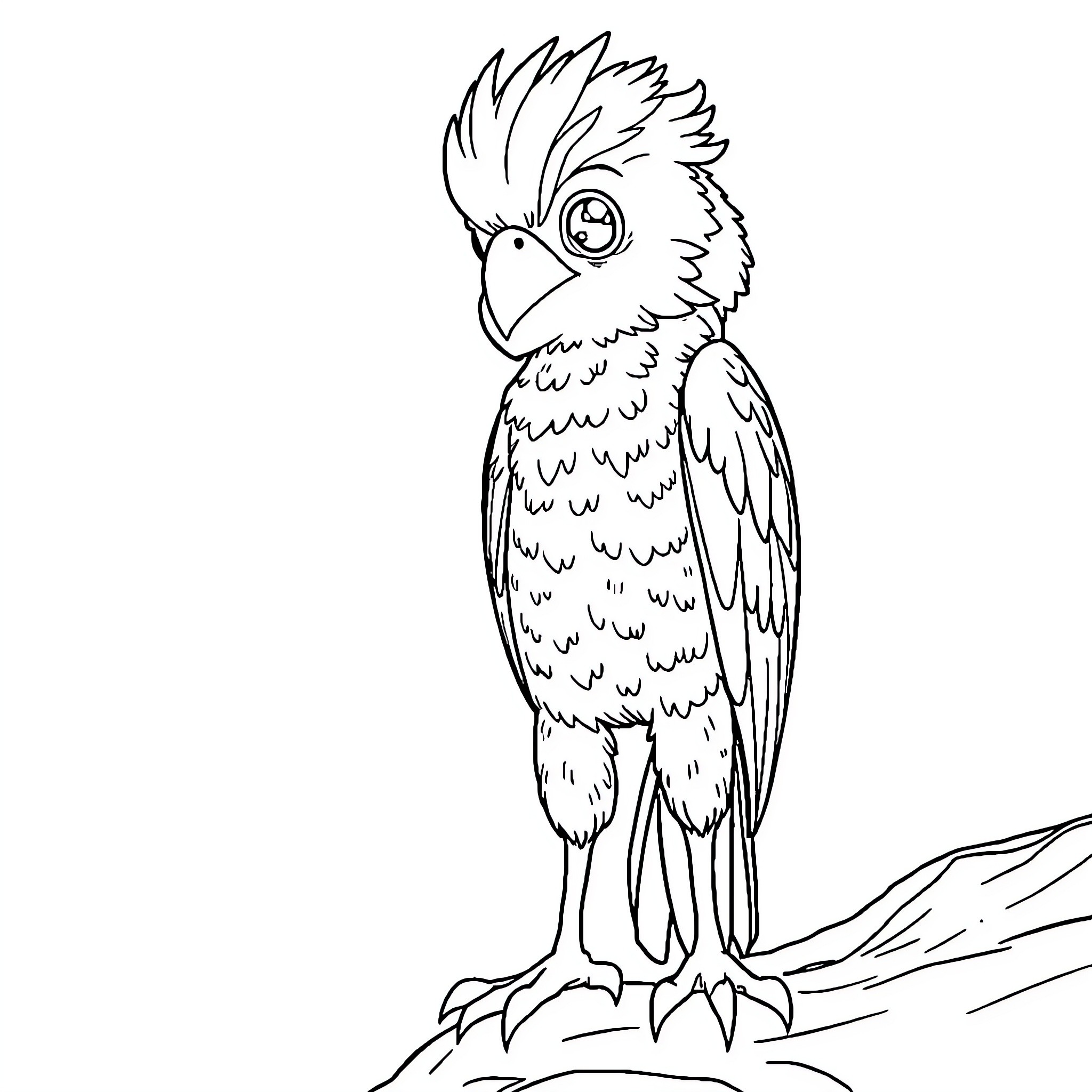 Idol Parrot with Vibrant Plumage Coloring Page (free black-and-white line drawing printable PDF for all, from beginners to advanced learners, including children, teens, adults, and seniors)