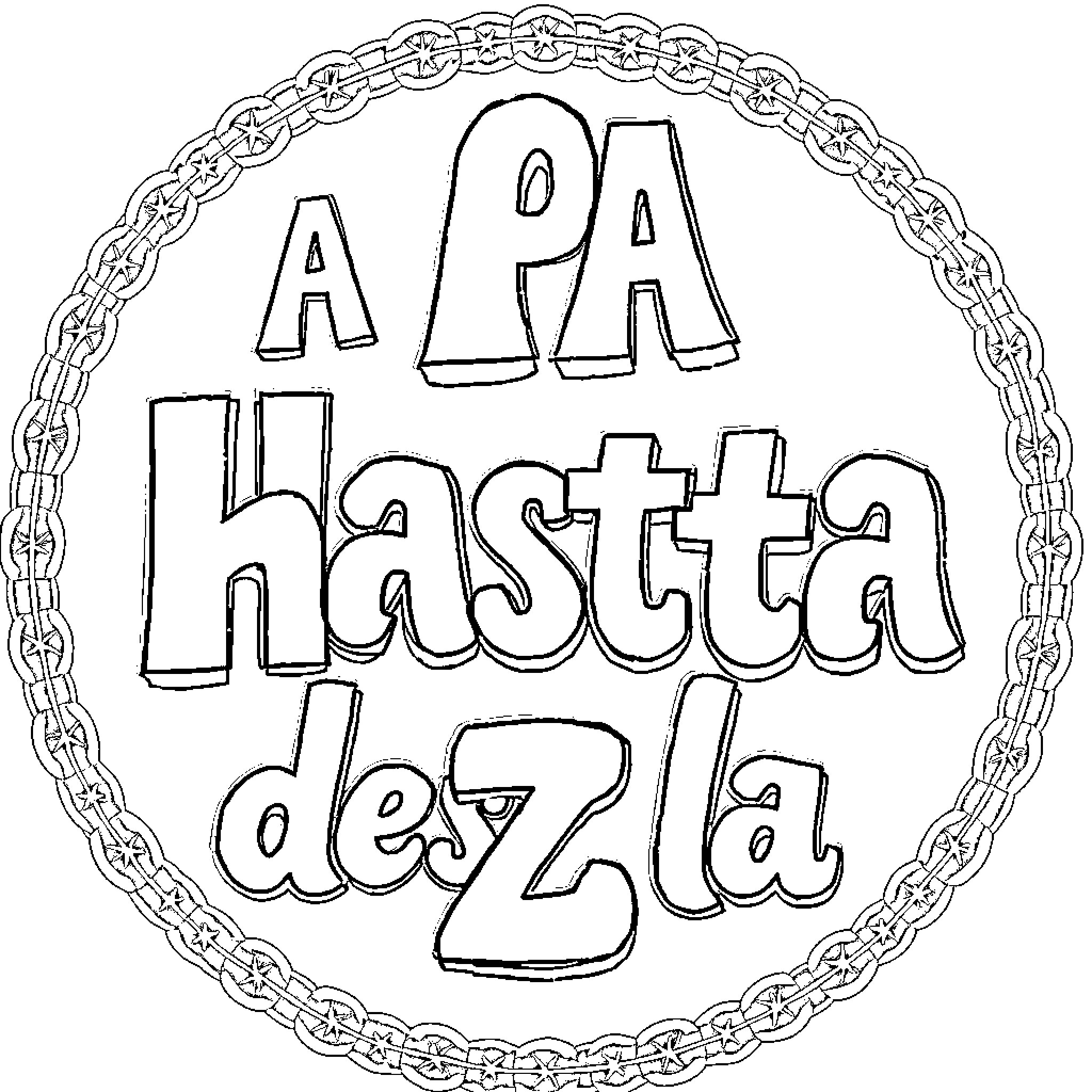 Alphabet Phrase in Decorative Wreath Coloring Page (free black-and-white line drawing printable PDF for all, from beginners to advanced learners, including children, teens, adults, and seniors)