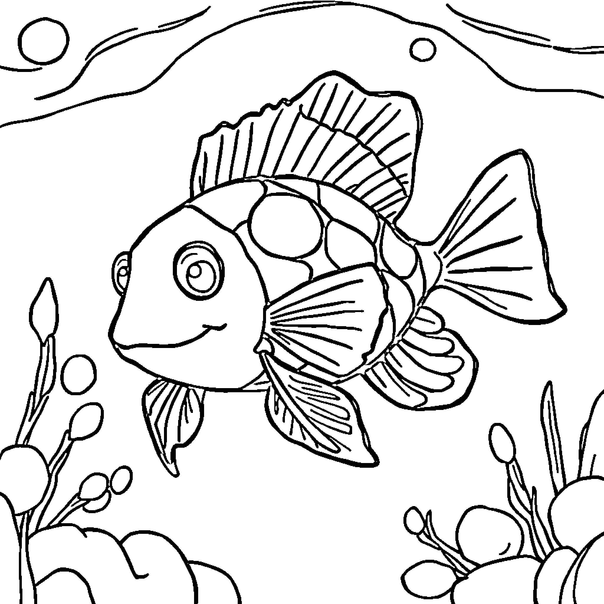 Axolotl swimming gracefully in the underwater world Coloring Page (free black-and-white line drawing printable PDF for all, from beginners to advanced learners, including children, teens, adults, and seniors)