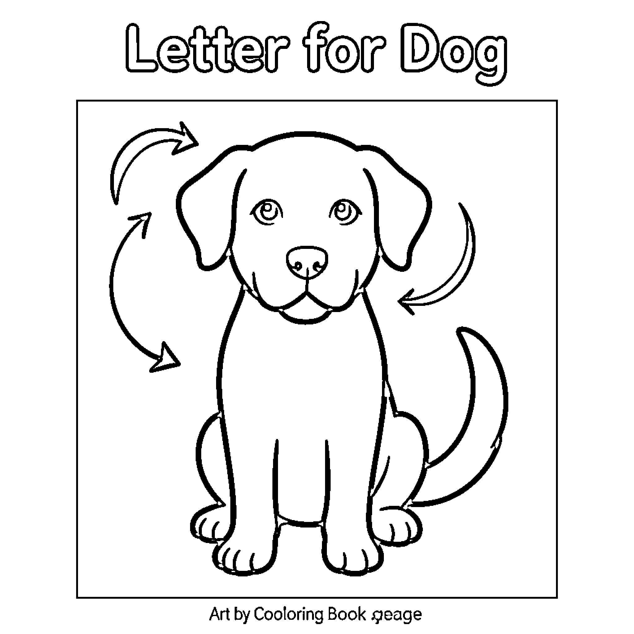Dog coloring page with simple outline Coloring Page (free black-and-white line drawing printable PDF for all, from beginners to advanced learners, including children, teens, adults, and seniors)