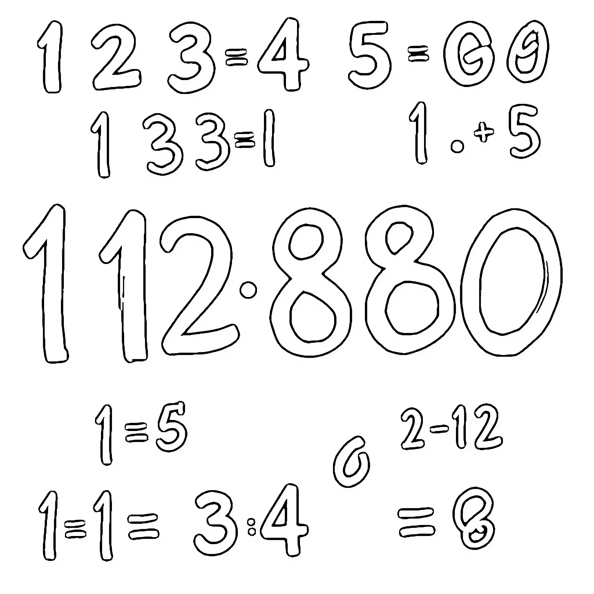 Algebra symbols and mathematical expressions Coloring Page (free black-and-white line drawing printable PDF for all, from beginners to advanced learners, including children, teens, adults, and seniors)
