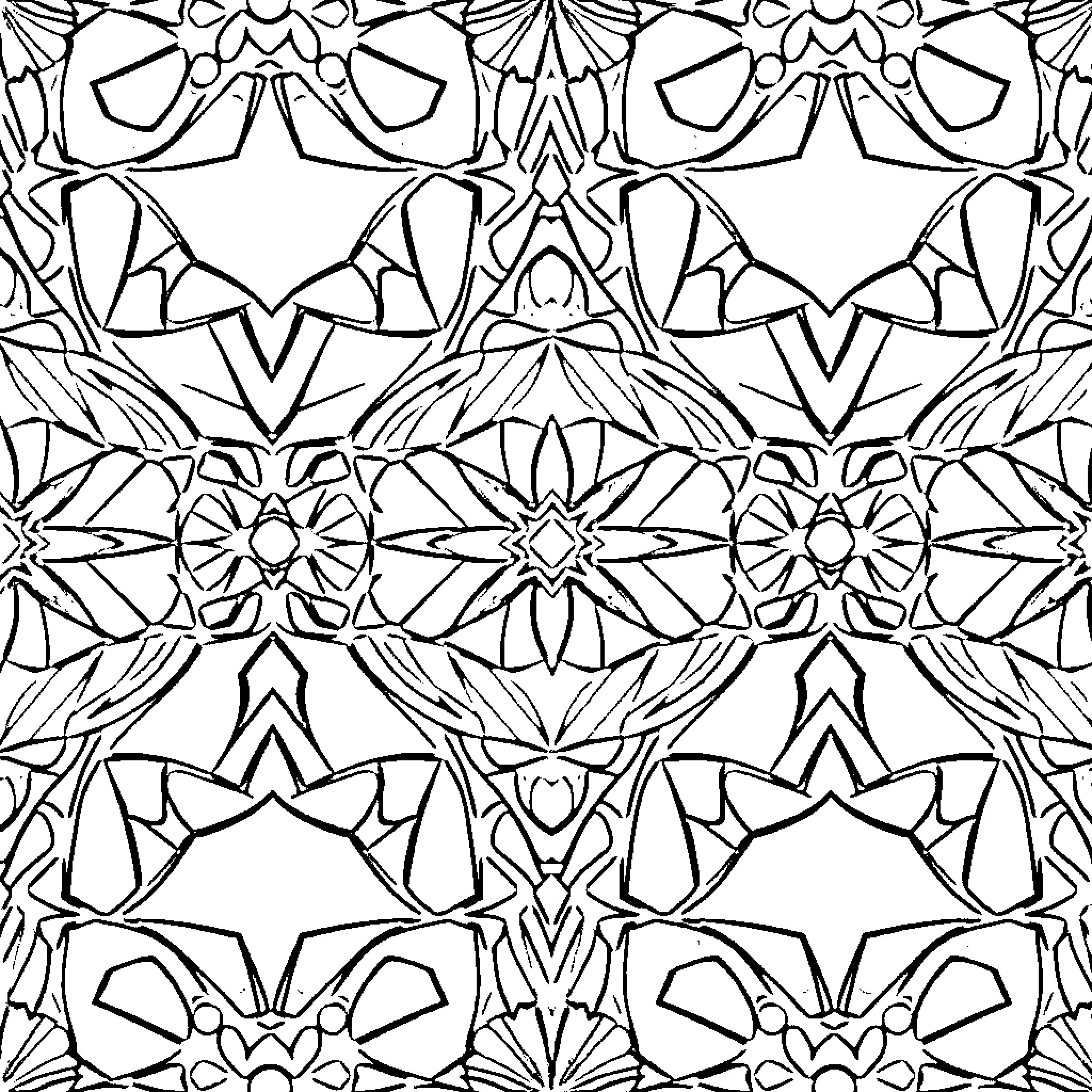 Geometric Pattern of Intricate Shapes and Designs Coloring Page (free black-and-white line drawing printable PDF for all, from beginners to advanced learners, including children, teens, adults, and seniors)