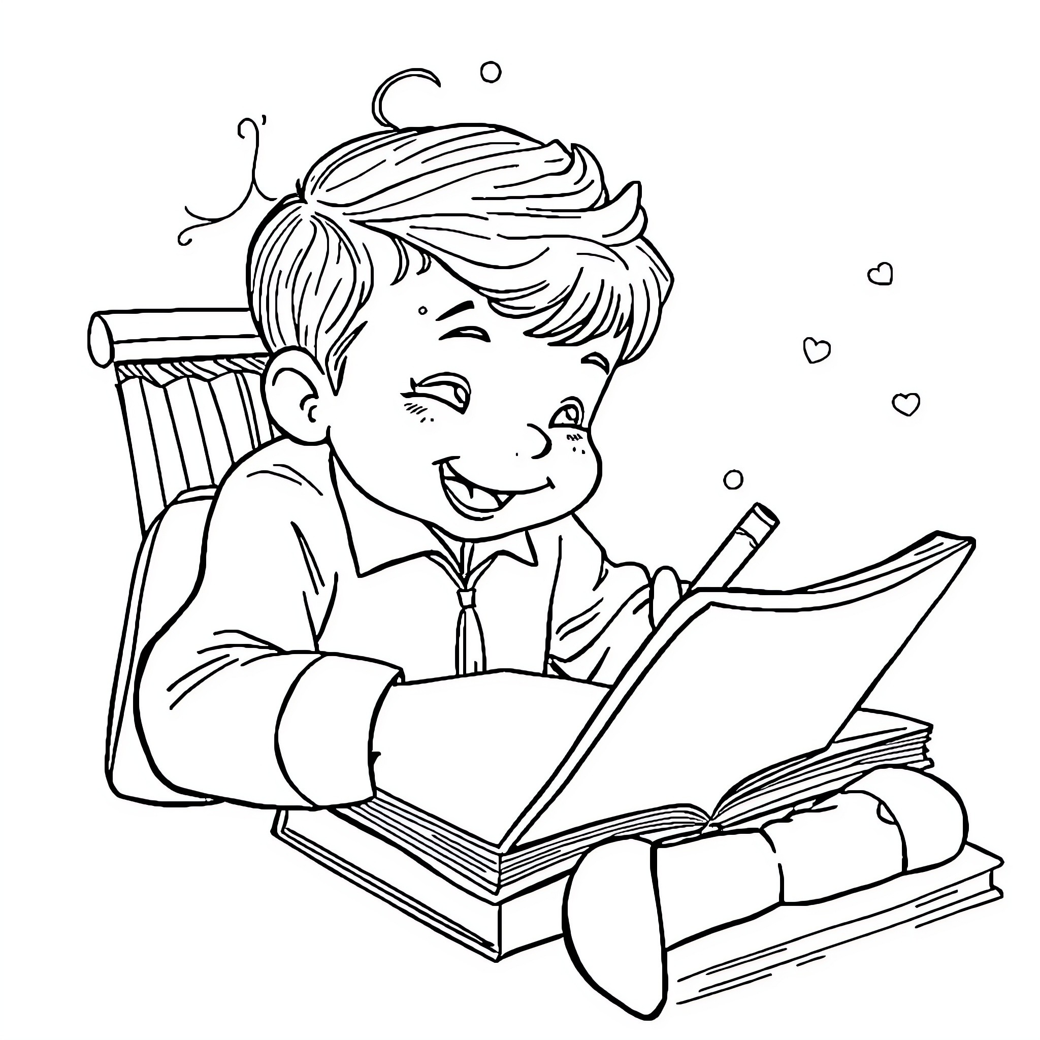 Wiggle through the storybook pages Coloring Page (free black-and-white line drawing printable PDF for all, from beginners to advanced learners, including children, teens, adults, and seniors)