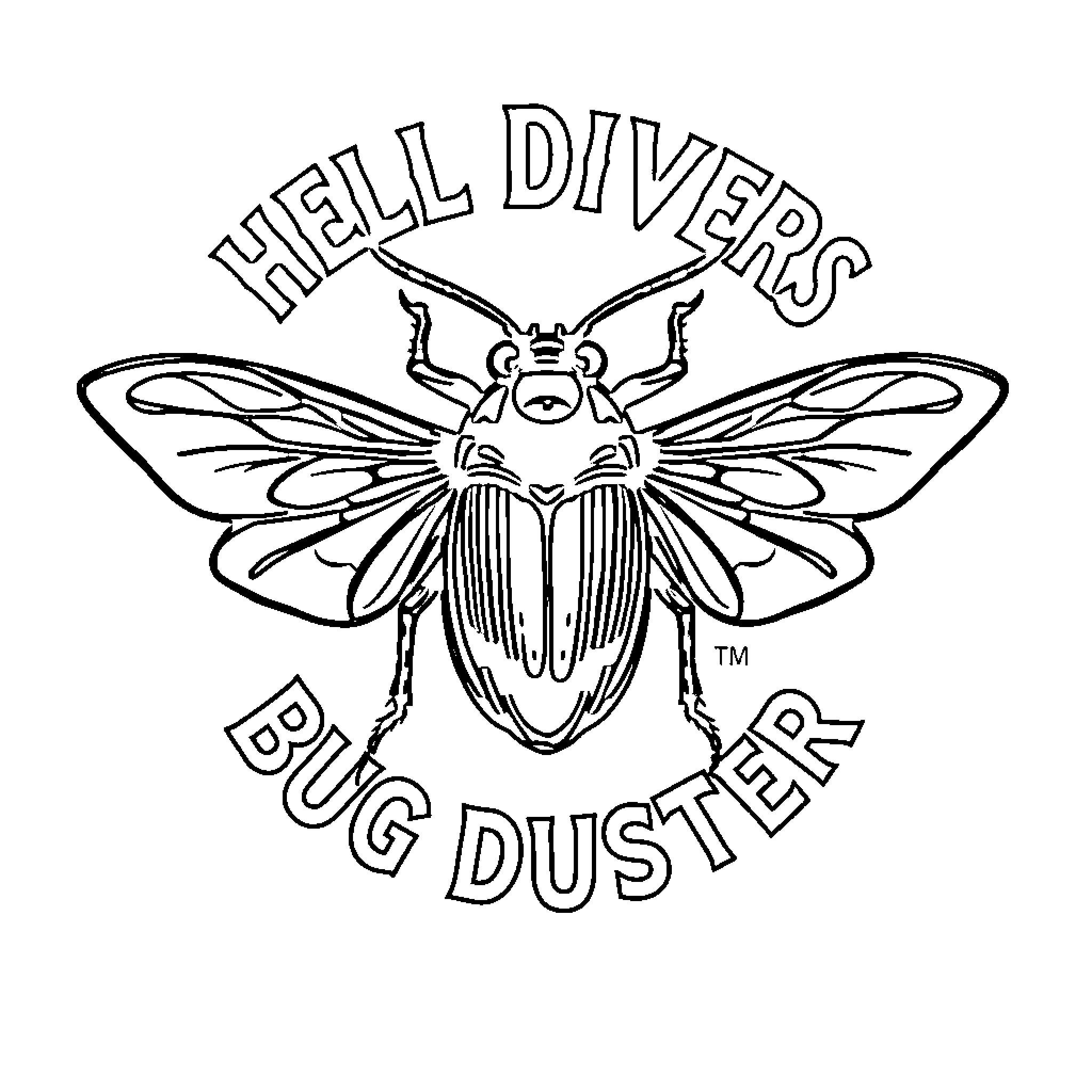 Bug Duster with Winged Creature Coloring Page (free black-and-white line drawing printable PDF for all, from beginners to advanced learners, including children, teens, adults, and seniors)