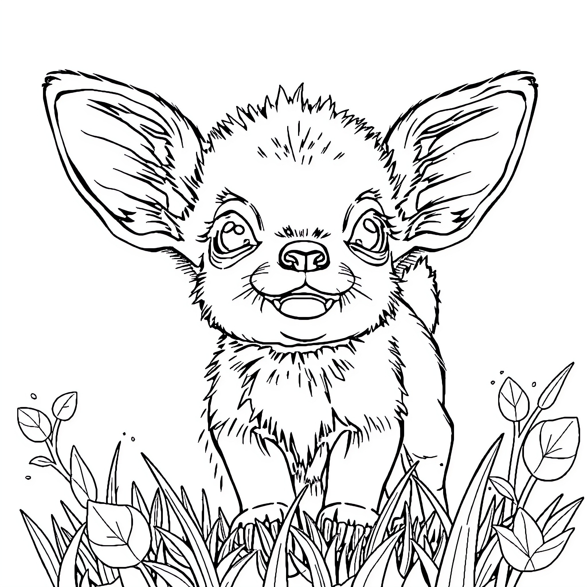 Kancil enjoying the outdoors in nature Coloring Page (free black-and-white line drawing printable PDF for all, from beginners to advanced learners, including children, teens, adults, and seniors)