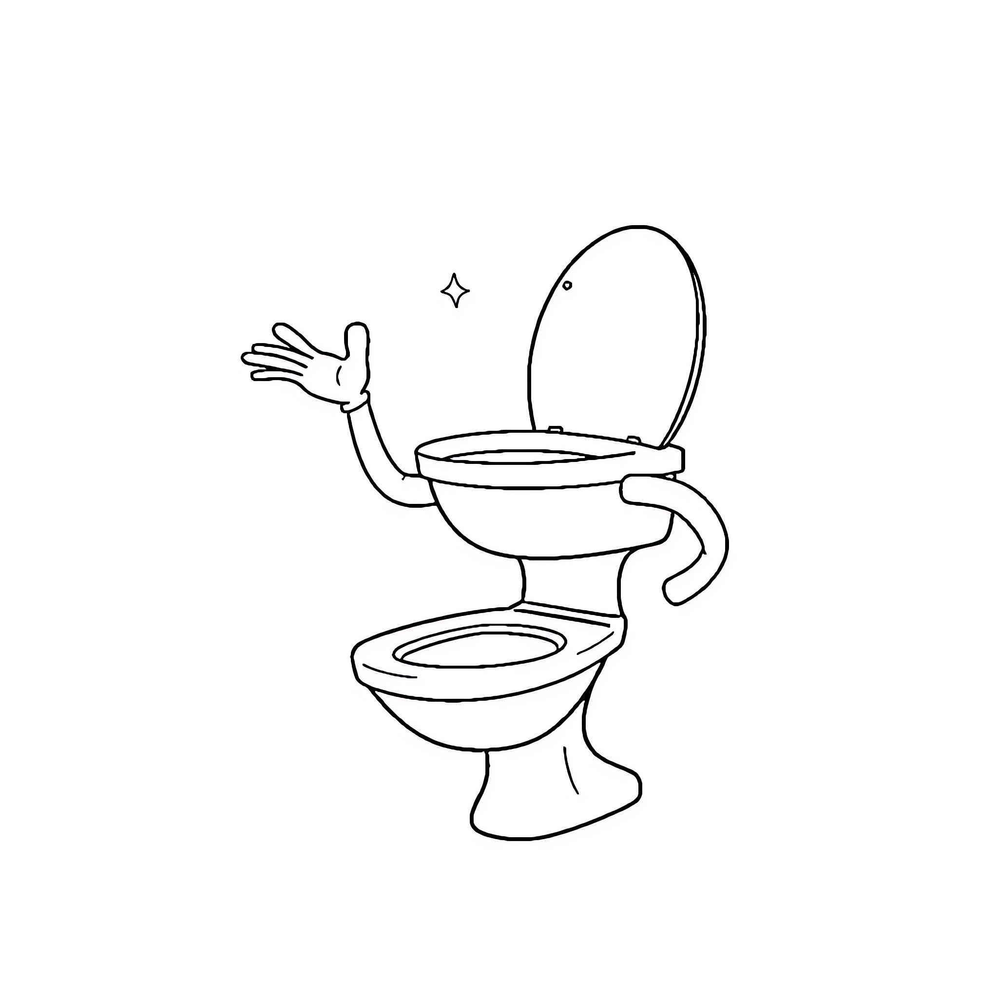 Skibidi Toilet with Playful Gestures Coloring Page (free black-and-white line drawing printable PDF for all, from beginners to advanced learners, including children, teens, adults, and seniors)