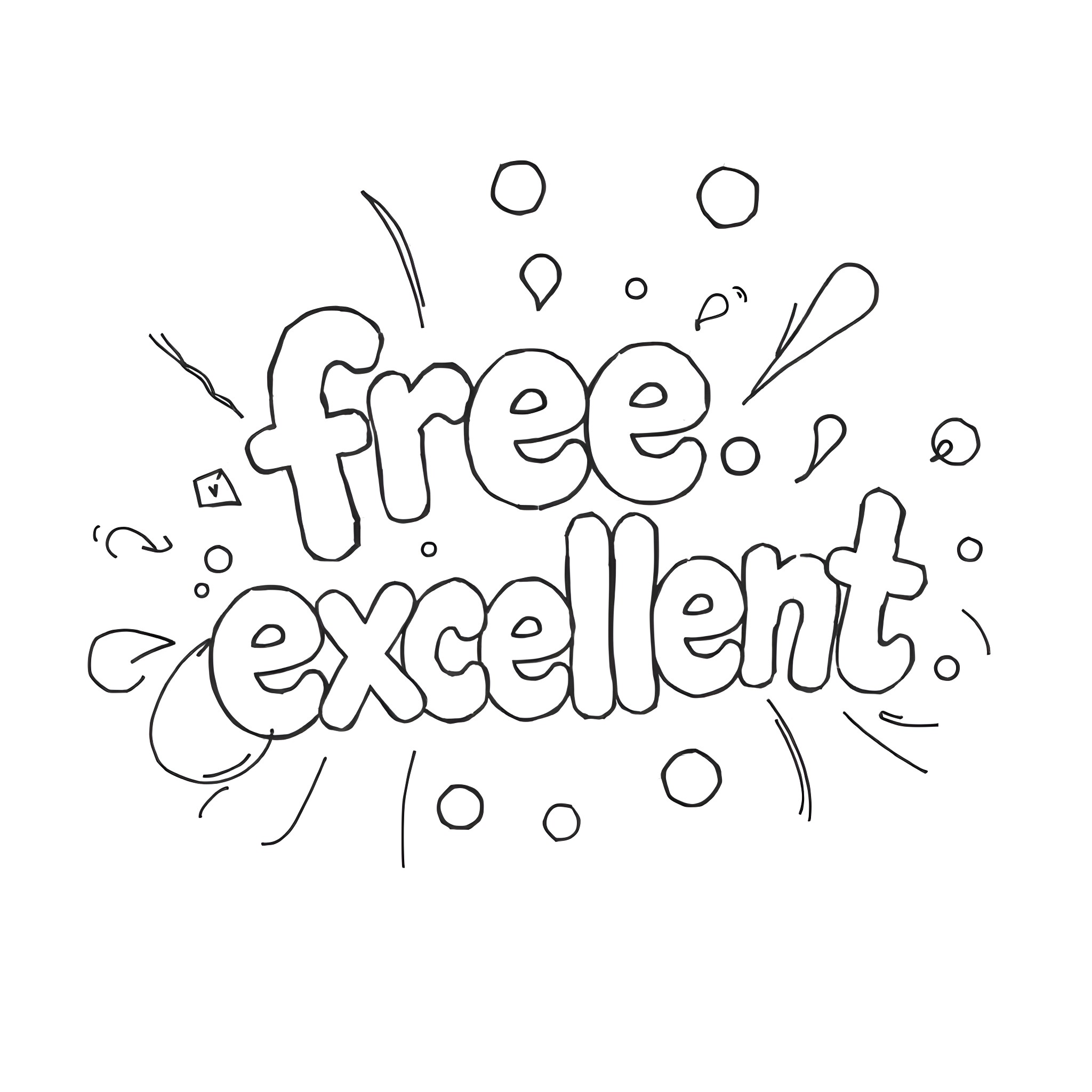 Bubble Letter Expressing Positive Message Coloring Page (free black-and-white line drawing printable PDF for all, from beginners to advanced learners, including children, teens, adults, and seniors)