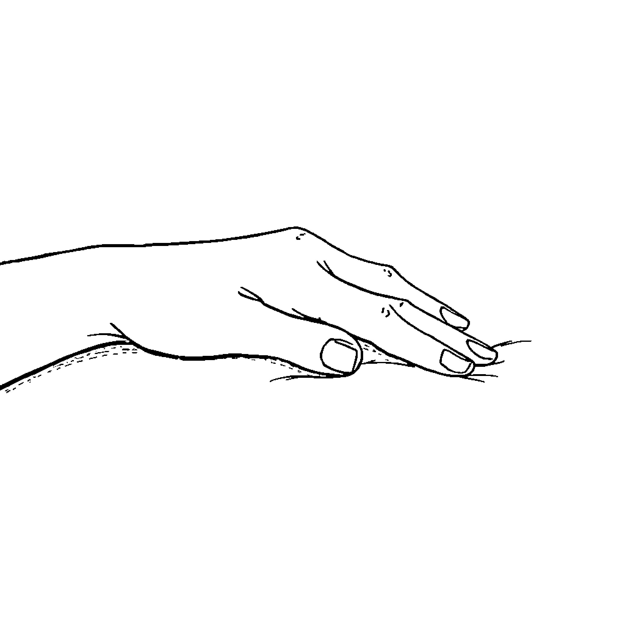 Hand reaching for an unseen object Coloring Page (free black-and-white line drawing printable PDF for all, from beginners to advanced learners, including children, teens, adults, and seniors)