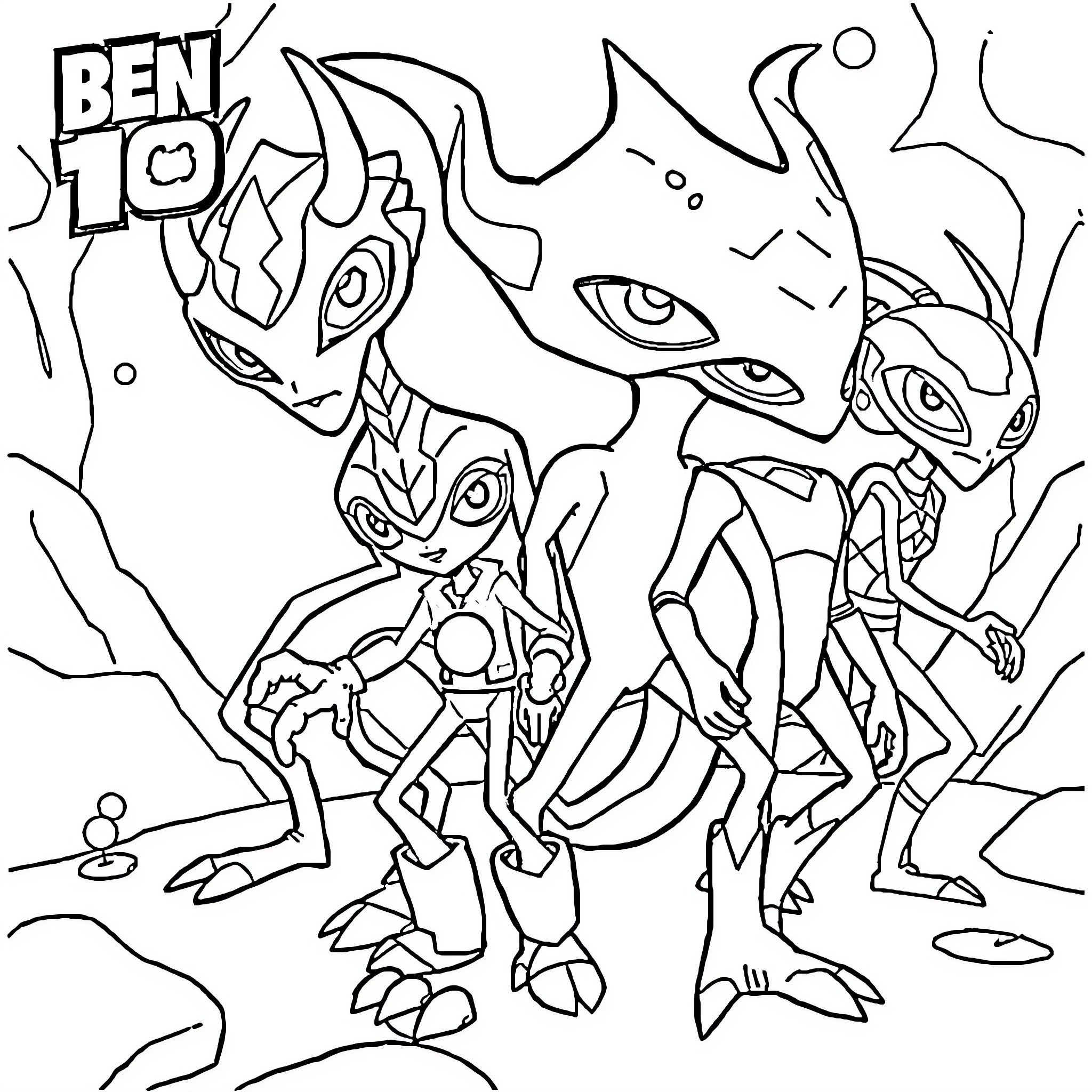 Ben 10 Alien Transformation Sketch Coloring Page (free black-and-white line drawing printable PDF for all, from beginners to advanced learners, including children, teens, adults, and seniors)