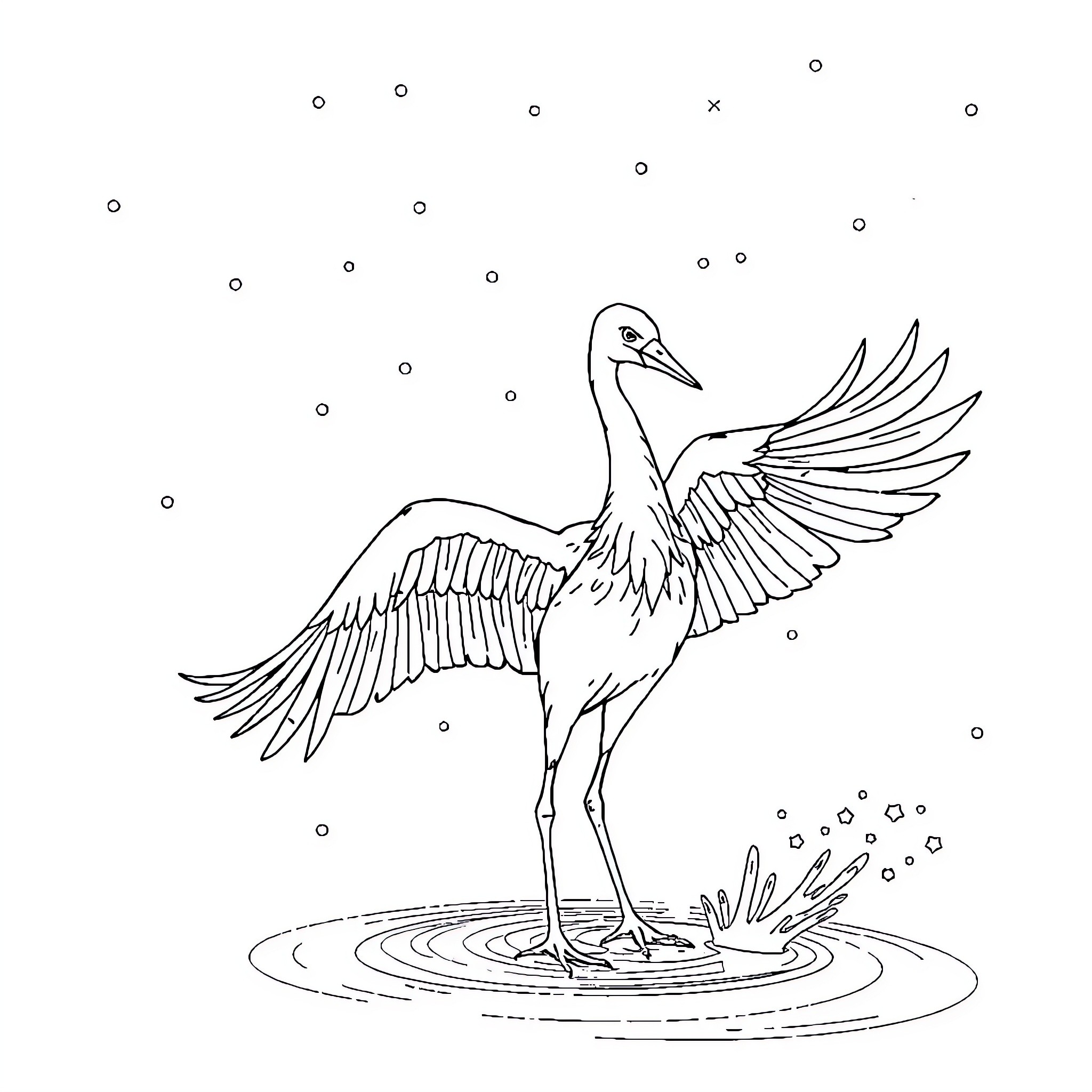Pegasus mythical creature in reflection Coloring Page (free black-and-white line drawing printable PDF for all, from beginners to advanced learners, including children, teens, adults, and seniors)
