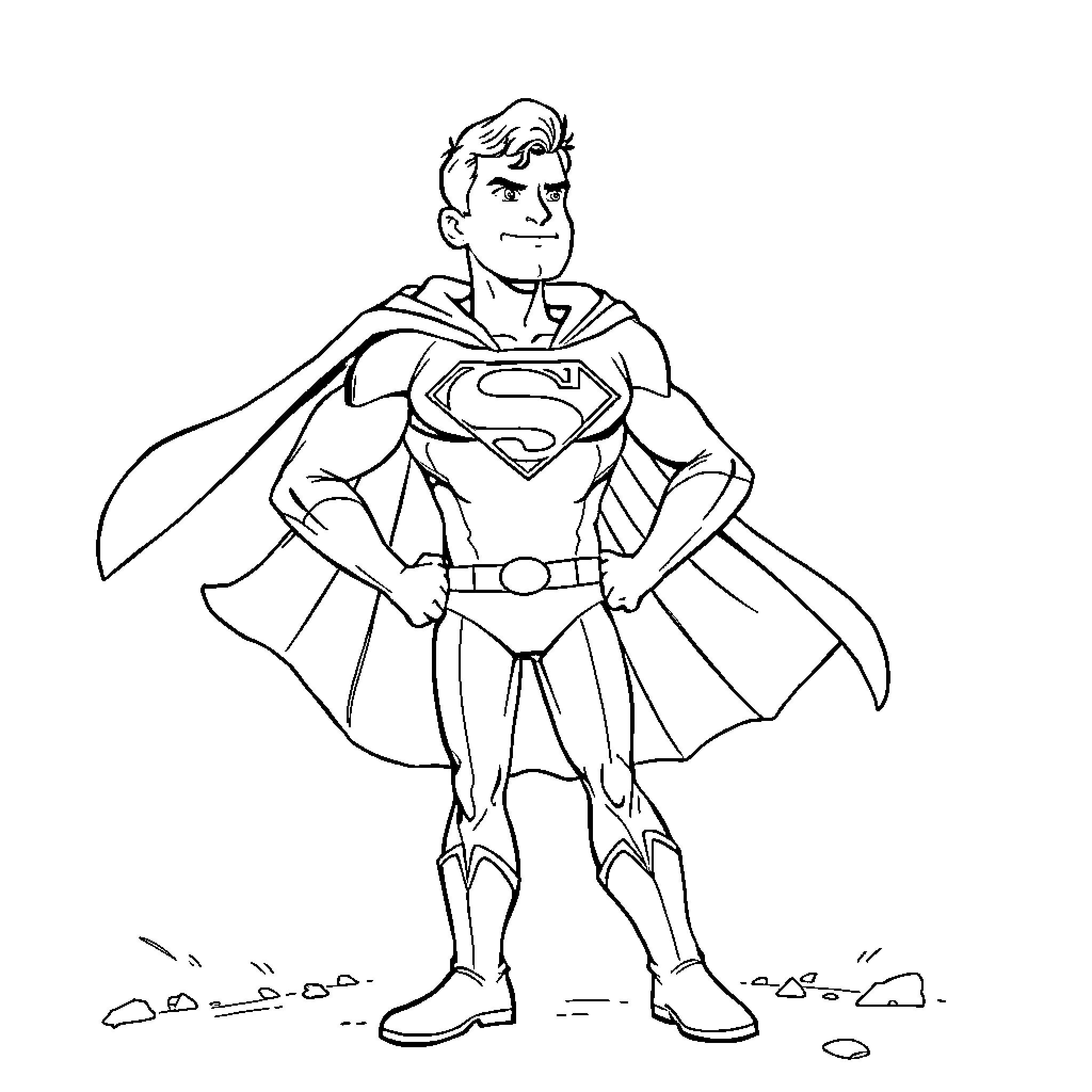 Ruben, the Courageous Superhero in Action Coloring Page (free black-and-white line drawing printable PDF for all, from beginners to advanced learners, including children, teens, adults, and seniors)