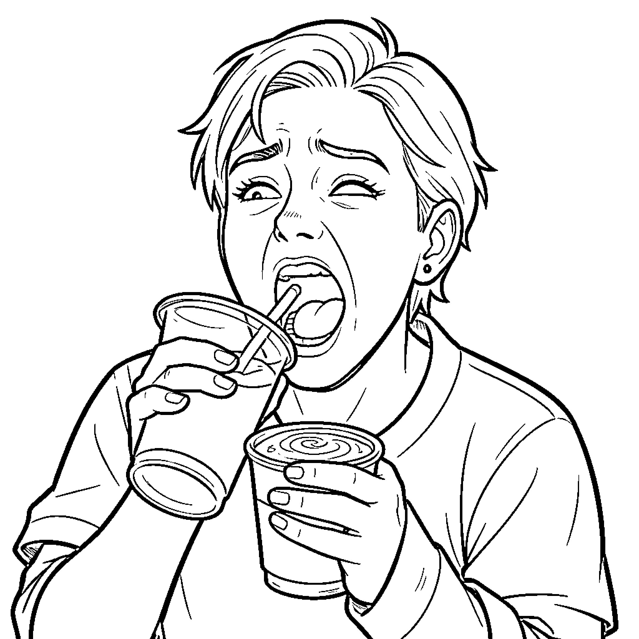 Matcha Indulgence: A Refreshing Moment Coloring Page (free black-and-white line drawing printable PDF for all, from beginners to advanced learners, including children, teens, adults, and seniors)