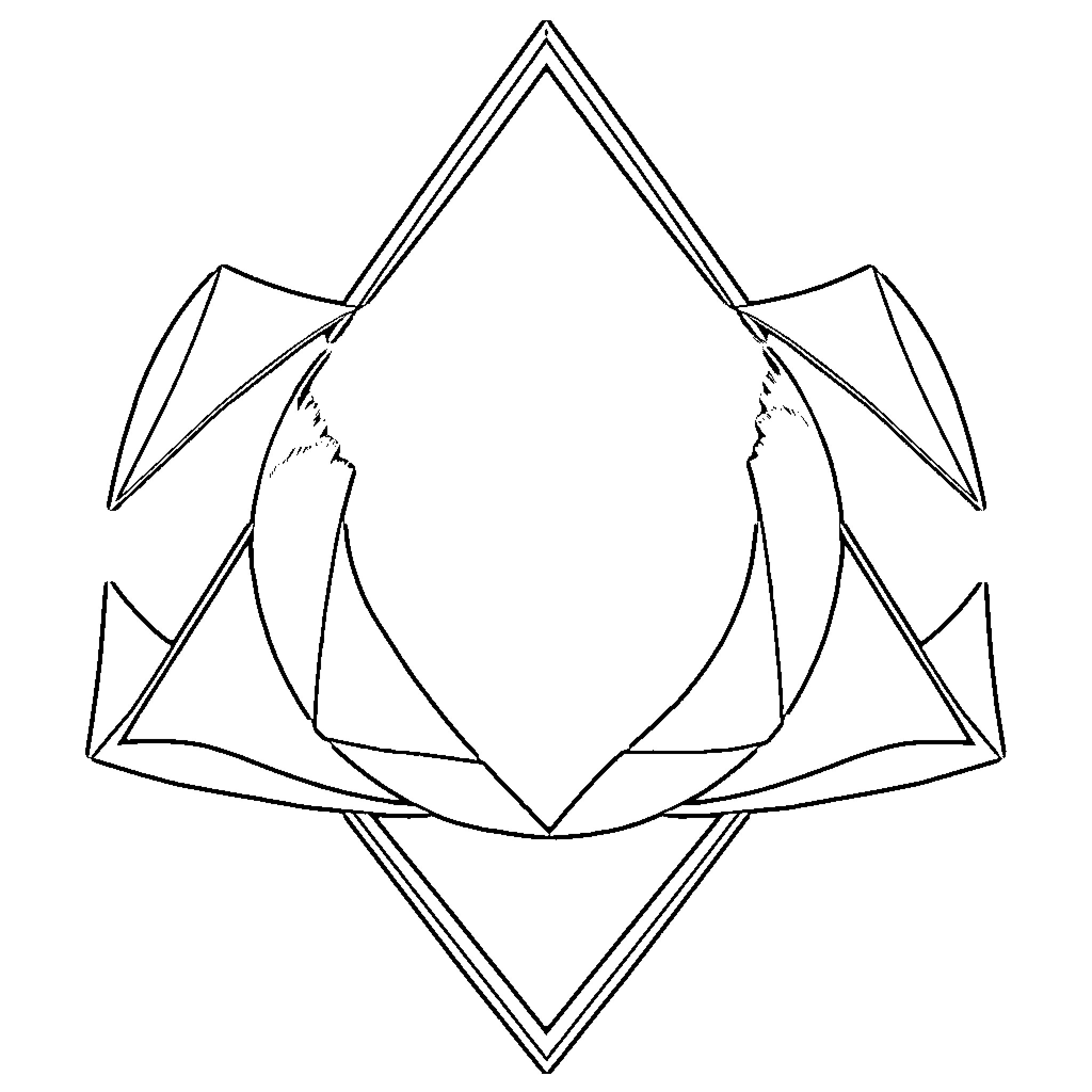 Geometric Shapes Forming Abstract Symmetrical Design Coloring Page (free black-and-white line drawing printable PDF for all, from beginners to advanced learners, including children, teens, adults, and seniors)