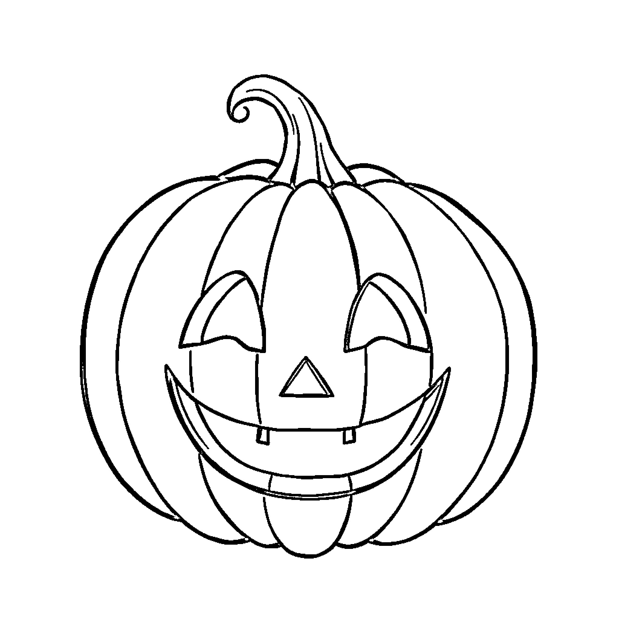 Pumpkin with carved jack-o-lantern face Coloring Page (free black-and-white line drawing printable PDF for all, from beginners to advanced learners, including children, teens, adults, and seniors)