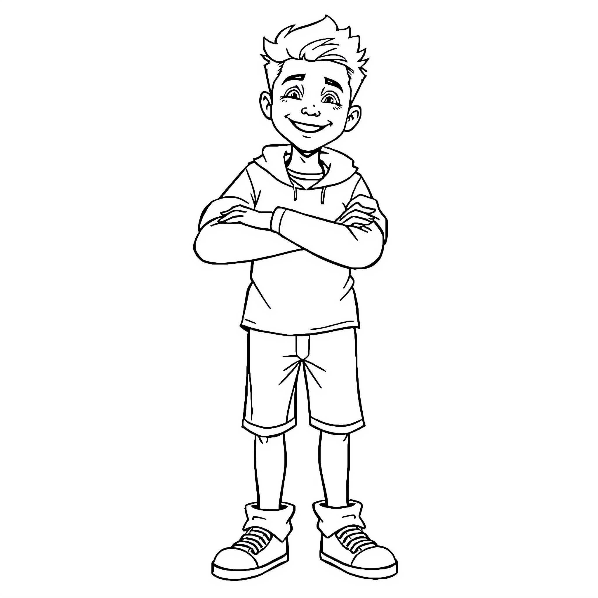Hayden's Confident Stance and Casual Attire Coloring Page (free black-and-white line drawing printable PDF for all, from beginners to advanced learners, including children, teens, adults, and seniors)