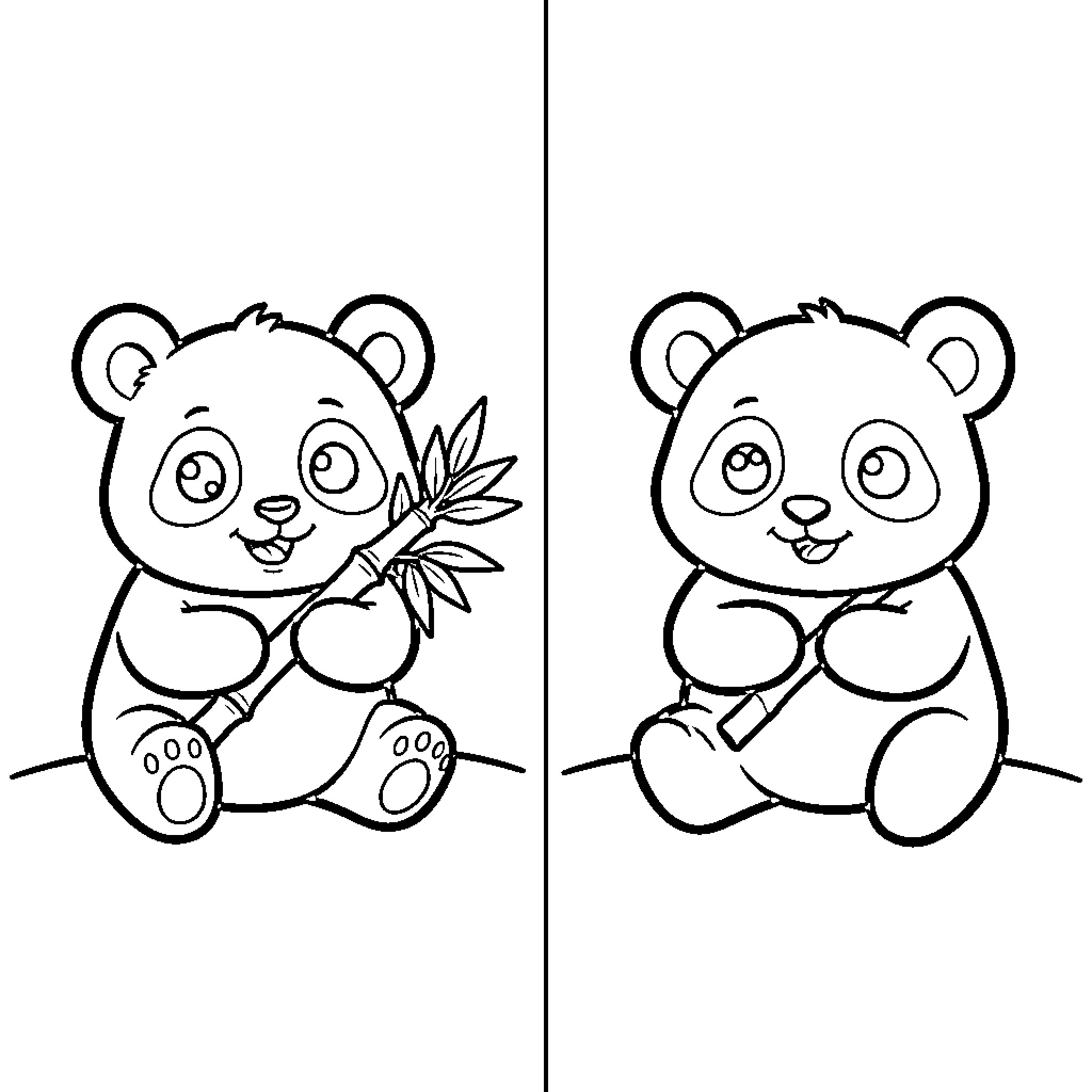 Panda Enjoying Bamboo Coloring Page (free black-and-white line drawing printable PDF for all, from beginners to advanced learners, including children, teens, adults, and seniors)
