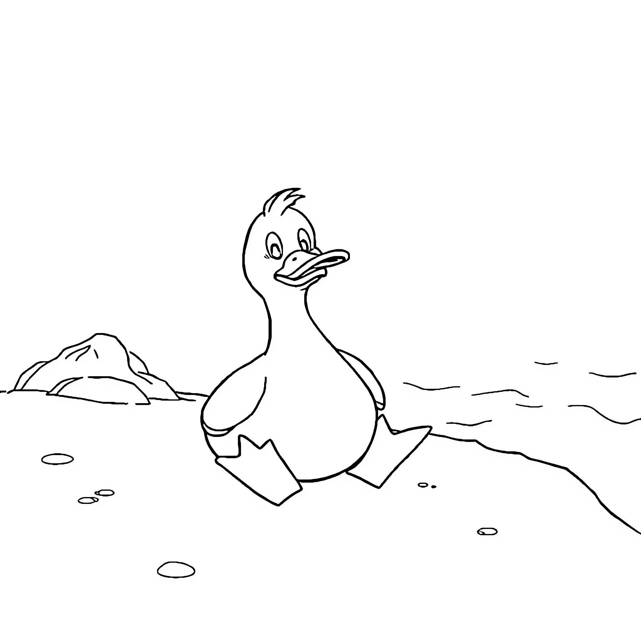 Psyduck enjoying a relaxing day by the water Coloring Page (free black-and-white line drawing printable PDF for all, from beginners to advanced learners, including children, teens, adults, and seniors)