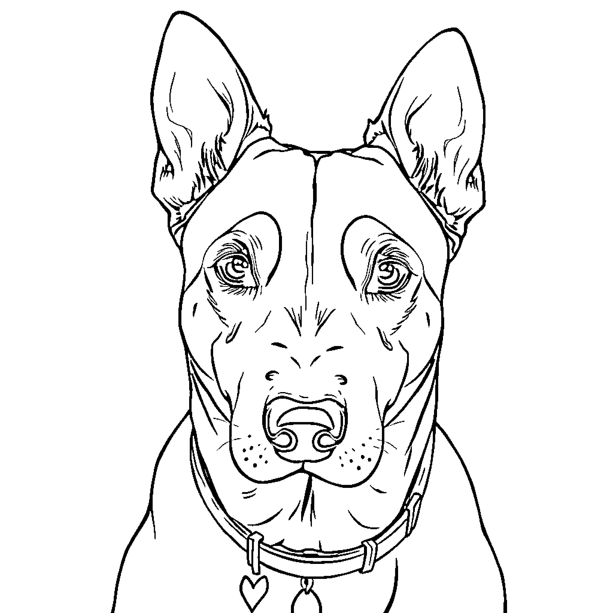 Dogo Alemán sitting with attentive expression Coloring Page (free black-and-white line drawing printable PDF for all, from beginners to advanced learners, including children, teens, adults, and seniors)