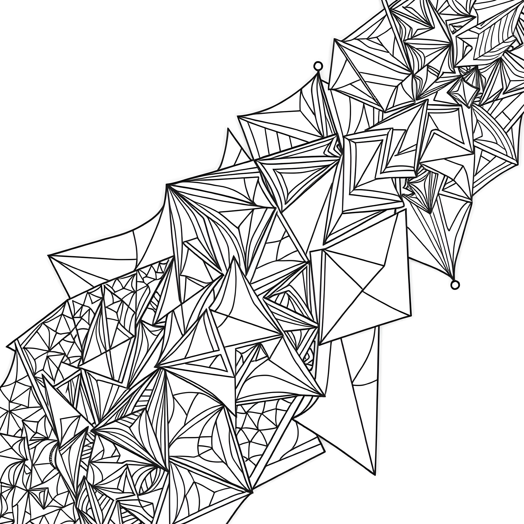 Geometric Abstraction of Interlocking Shapes Coloring Page (free black-and-white line drawing printable PDF for all, from beginners to advanced learners, including children, teens, adults, and seniors)