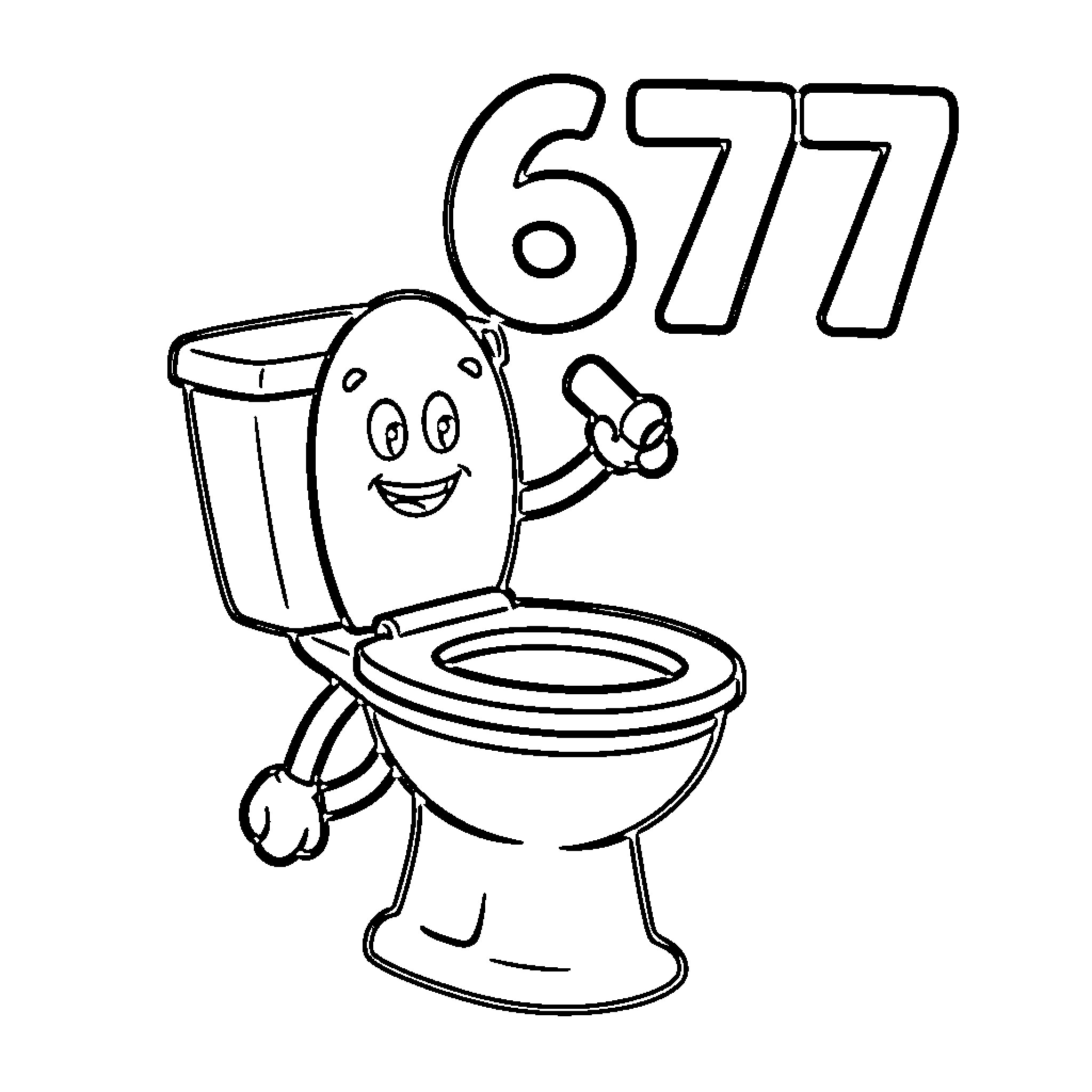 Skibidi Toilet character smiling and holding an object Coloring Page (free black-and-white line drawing printable PDF for all, from beginners to advanced learners, including children, teens, adults, and seniors)