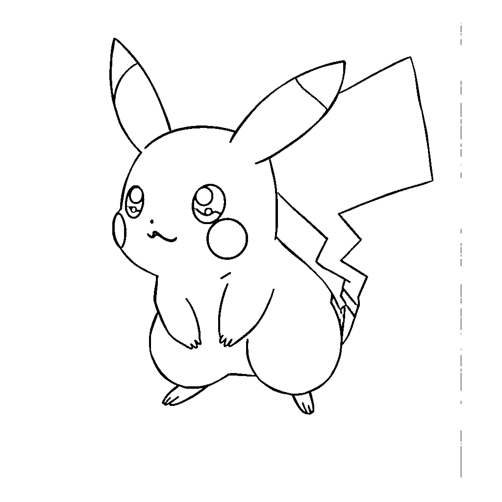 Pikachu posing in a simple sketch style Coloring Page (free black-and-white line drawing printable PDF for all, from beginners to advanced learners, including children, teens, adults, and seniors)