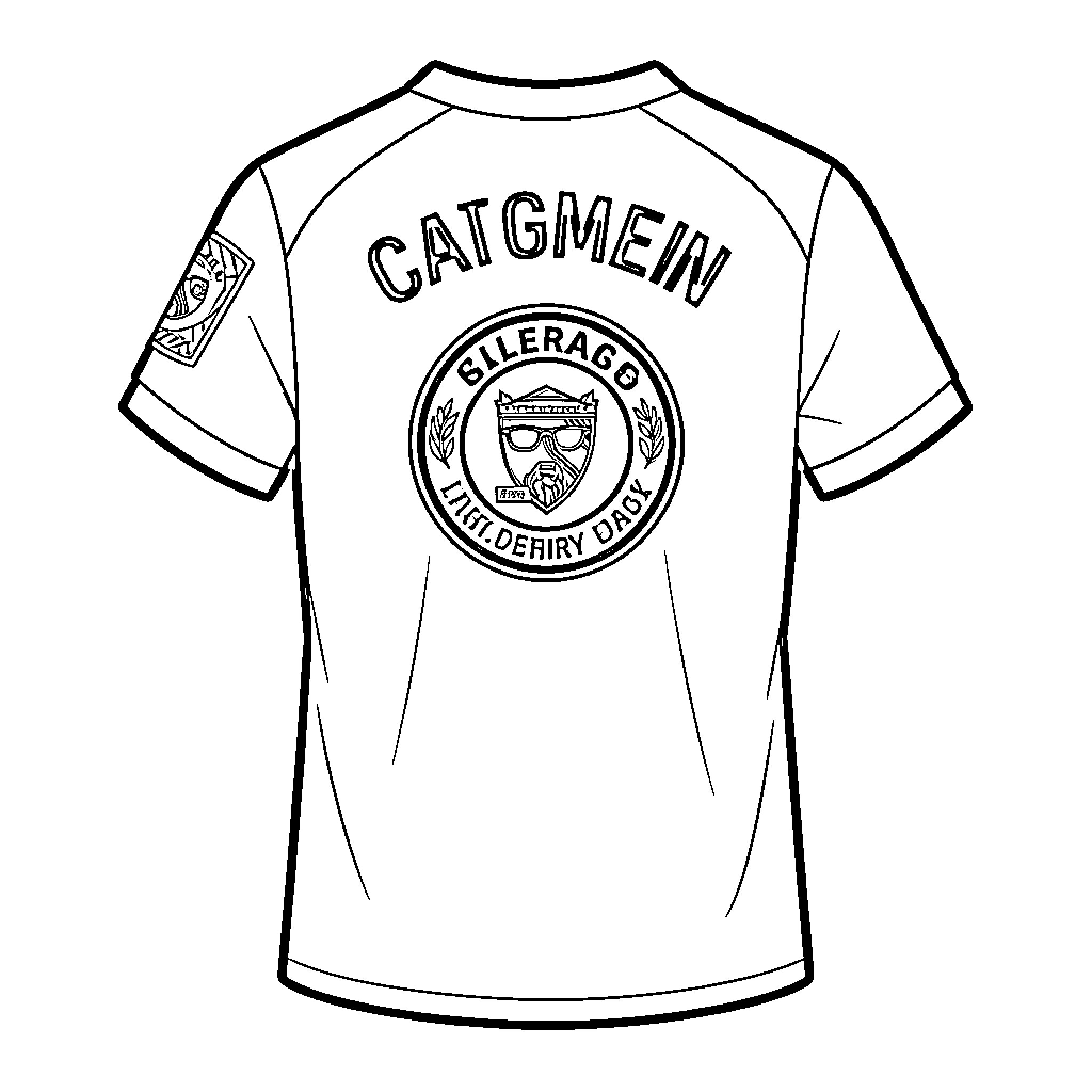 Soccer Jersey featuring a team crest and name Coloring Page (free black-and-white line drawing printable PDF for all, from beginners to advanced learners, including children, teens, adults, and seniors)