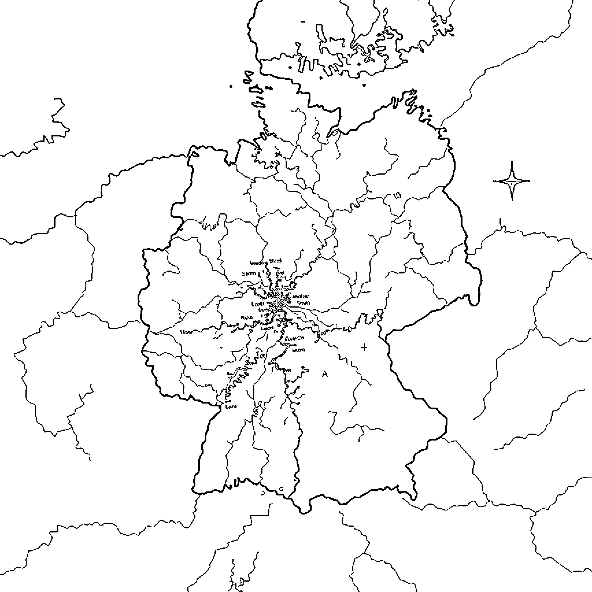 Map of Germany's geopolitical boundaries Coloring Page (free black-and-white line drawing printable PDF for all, from beginners to advanced learners, including children, teens, adults, and seniors)