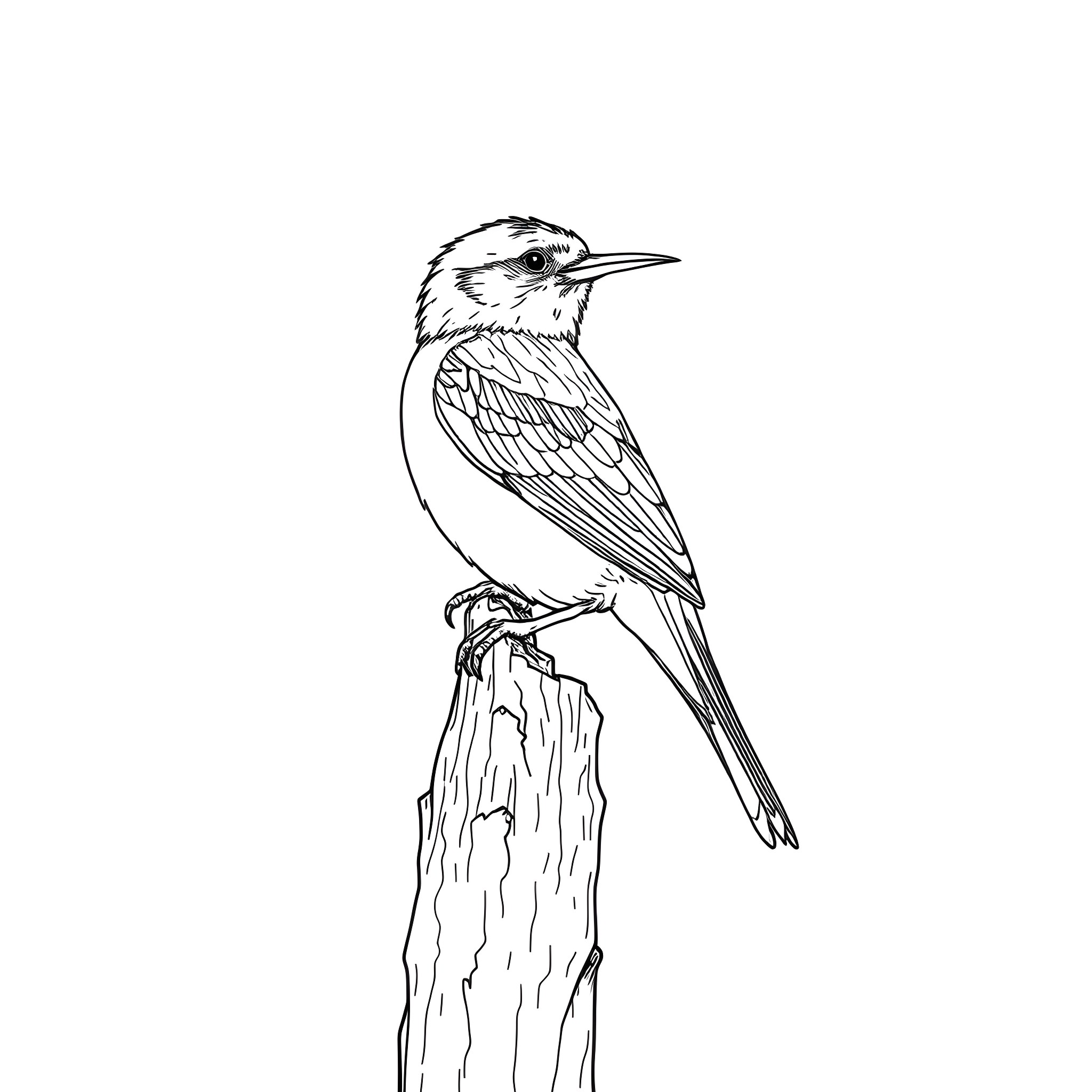 Dacnis bird perched on a branch Coloring Page (free black-and-white line drawing printable PDF for all, from beginners to advanced learners, including children, teens, adults, and seniors)