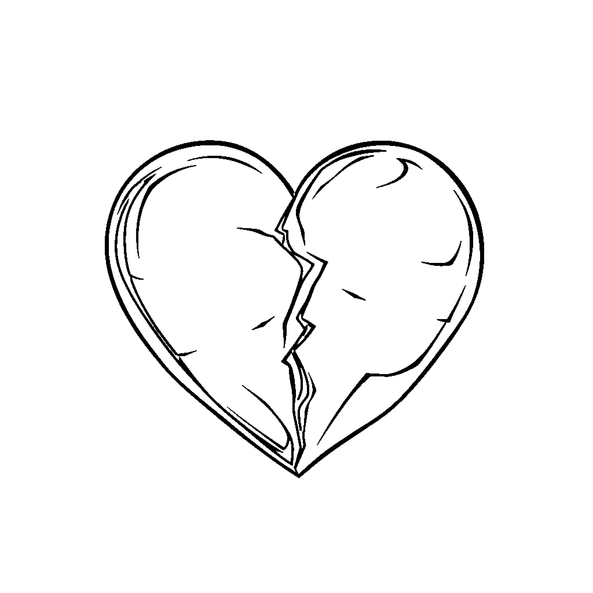 Heart with Broken Pieces Coloring Page (free black-and-white line drawing printable PDF for all, from beginners to advanced learners, including children, teens, adults, and seniors)