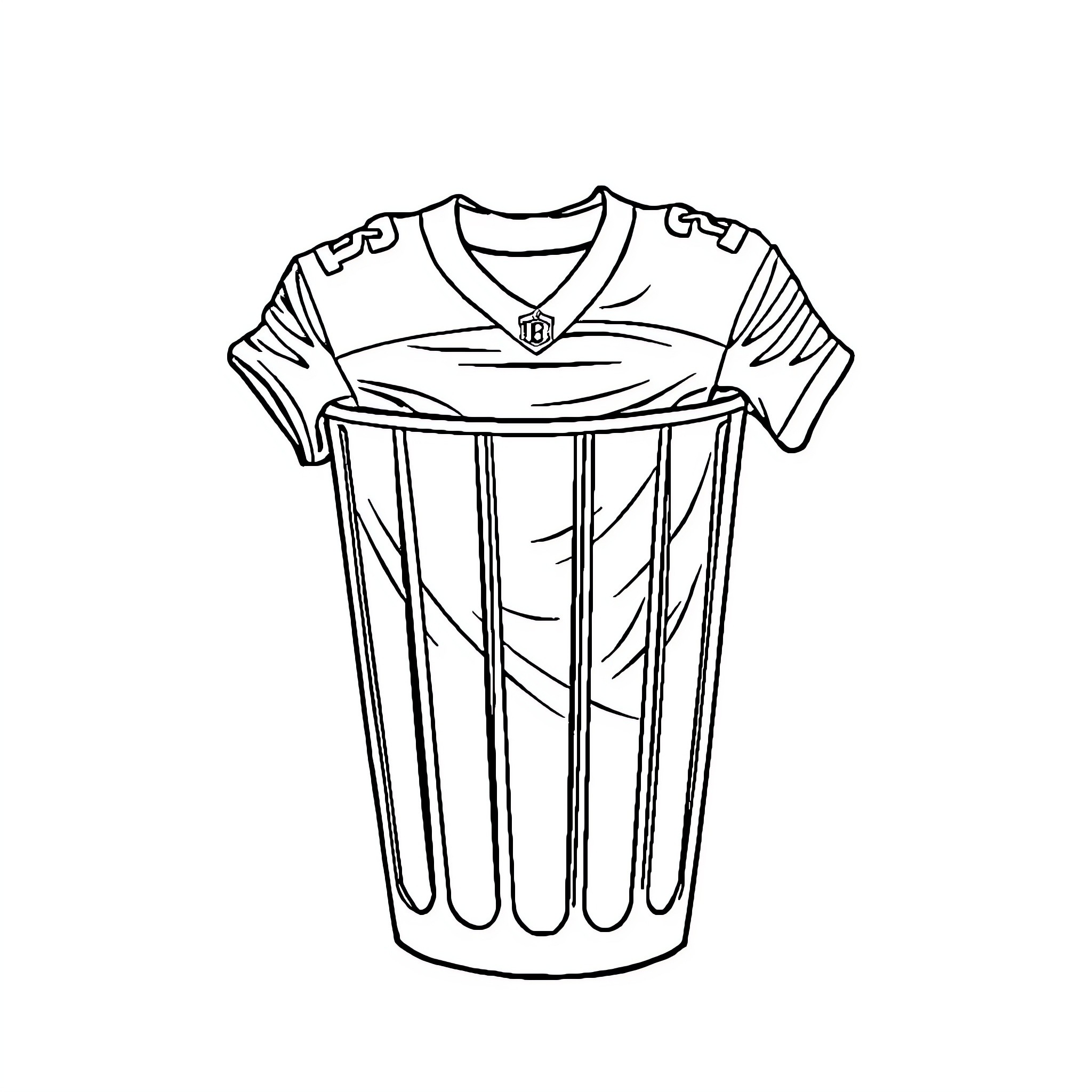 Jersey with cricket stumps Coloring Page (free black-and-white line drawing printable PDF for all, from beginners to advanced learners, including children, teens, adults, and seniors)