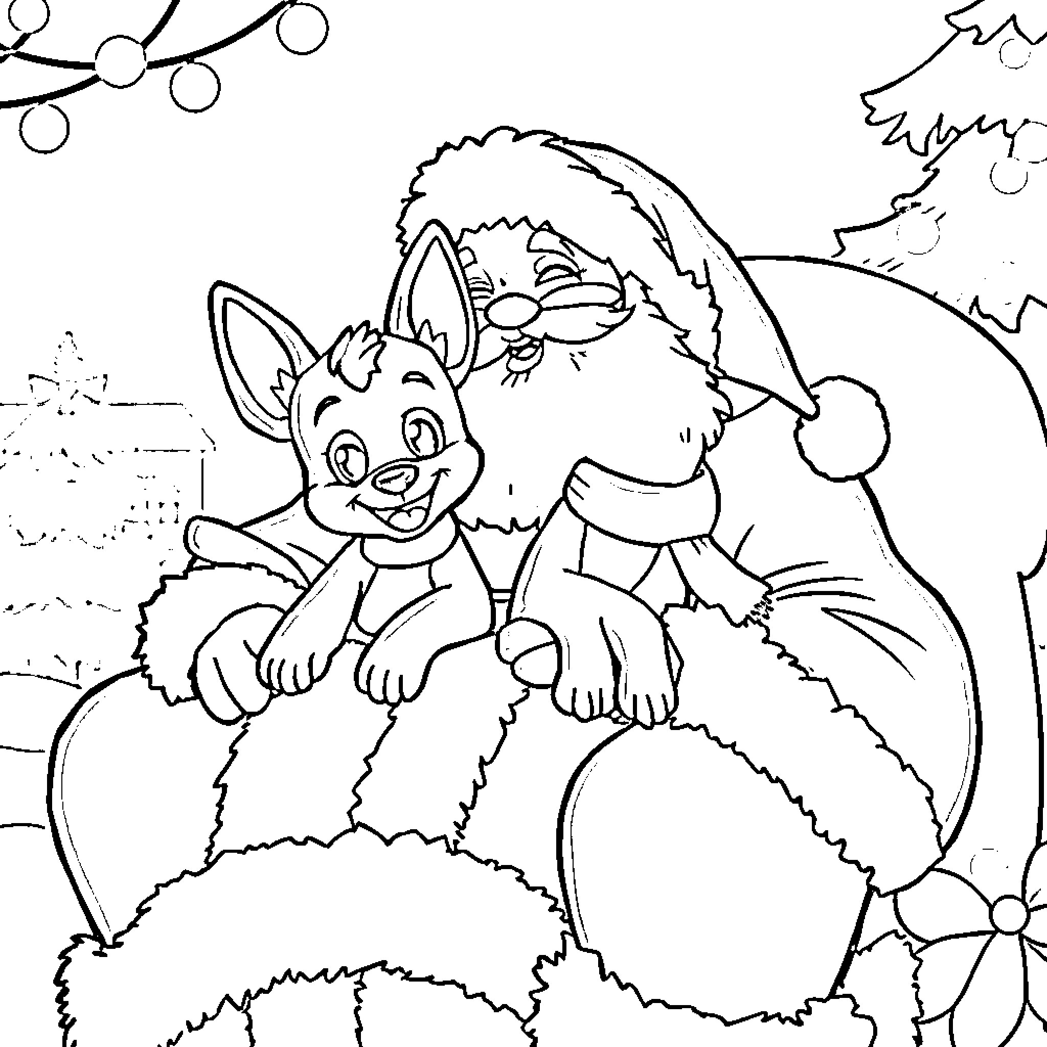 Bluey Enjoying a Snowy Adventure Coloring Page (free black-and-white line drawing printable PDF for all, from beginners to advanced learners, including children, teens, adults, and seniors)