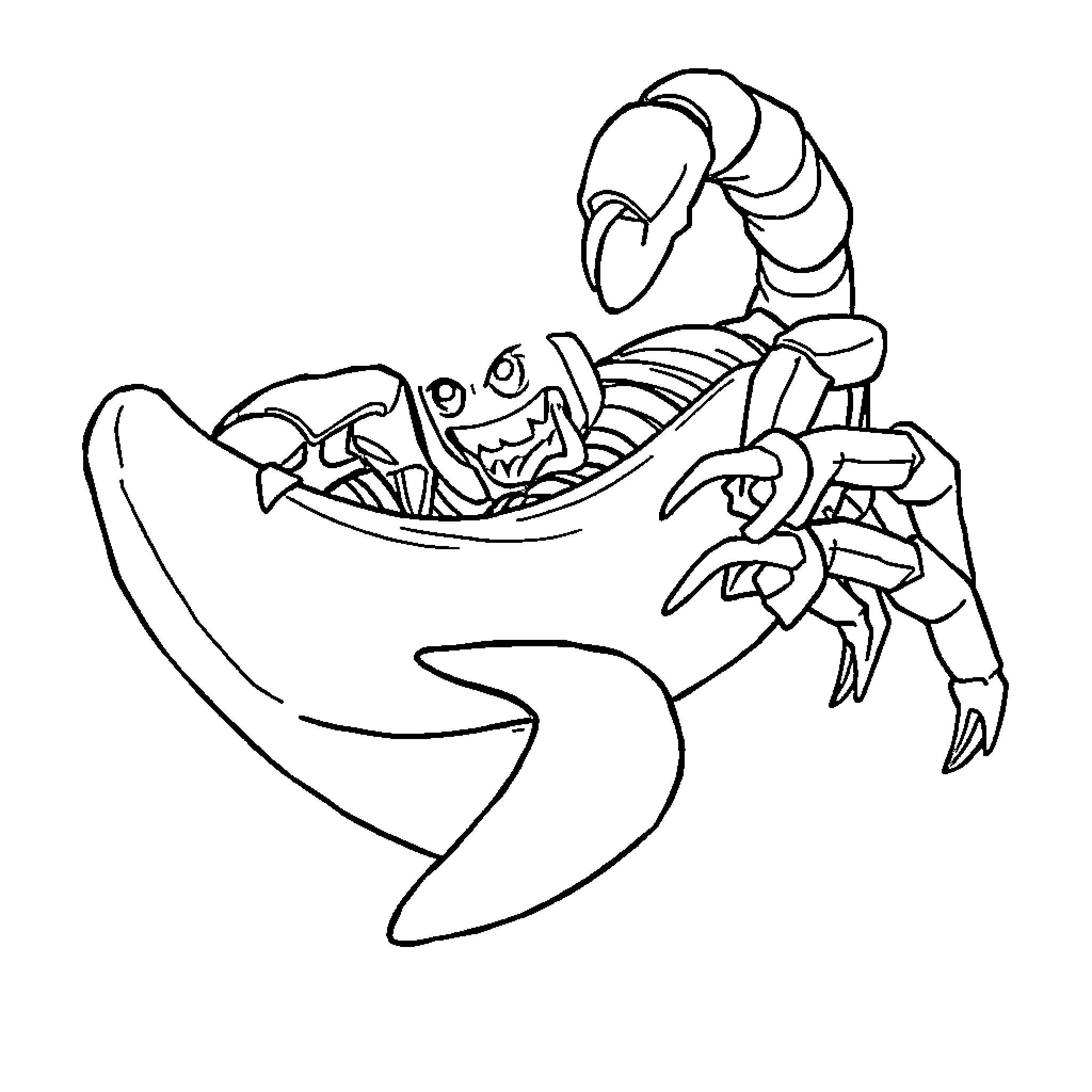 Lego Scorpio threatening with claws Coloring Page (free black-and-white line drawing printable PDF for all, from beginners to advanced learners, including children, teens, adults, and seniors)