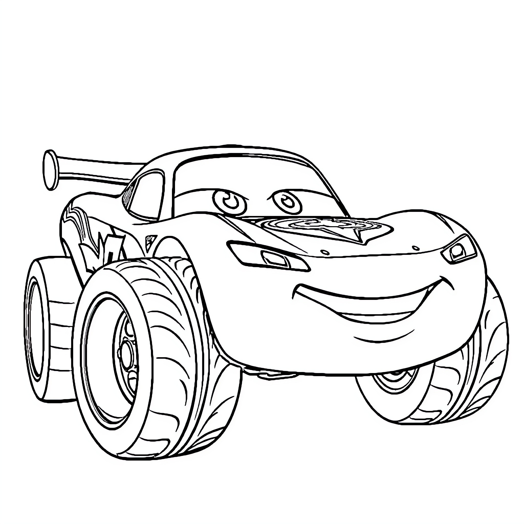Macqueen's Speedy Racing Adventure Coloring Page (free black-and-white line drawing printable PDF for all, from beginners to advanced learners, including children, teens, adults, and seniors)