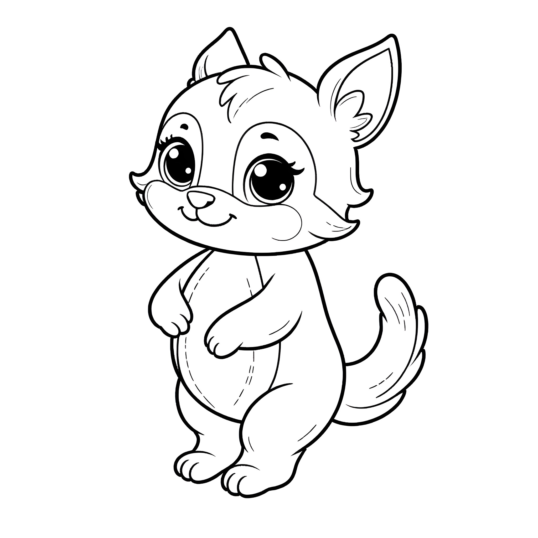 Baby Animal Sitting Adorably Coloring Page (free black-and-white line drawing printable PDF for all, from beginners to advanced learners, including children, teens, adults, and seniors)