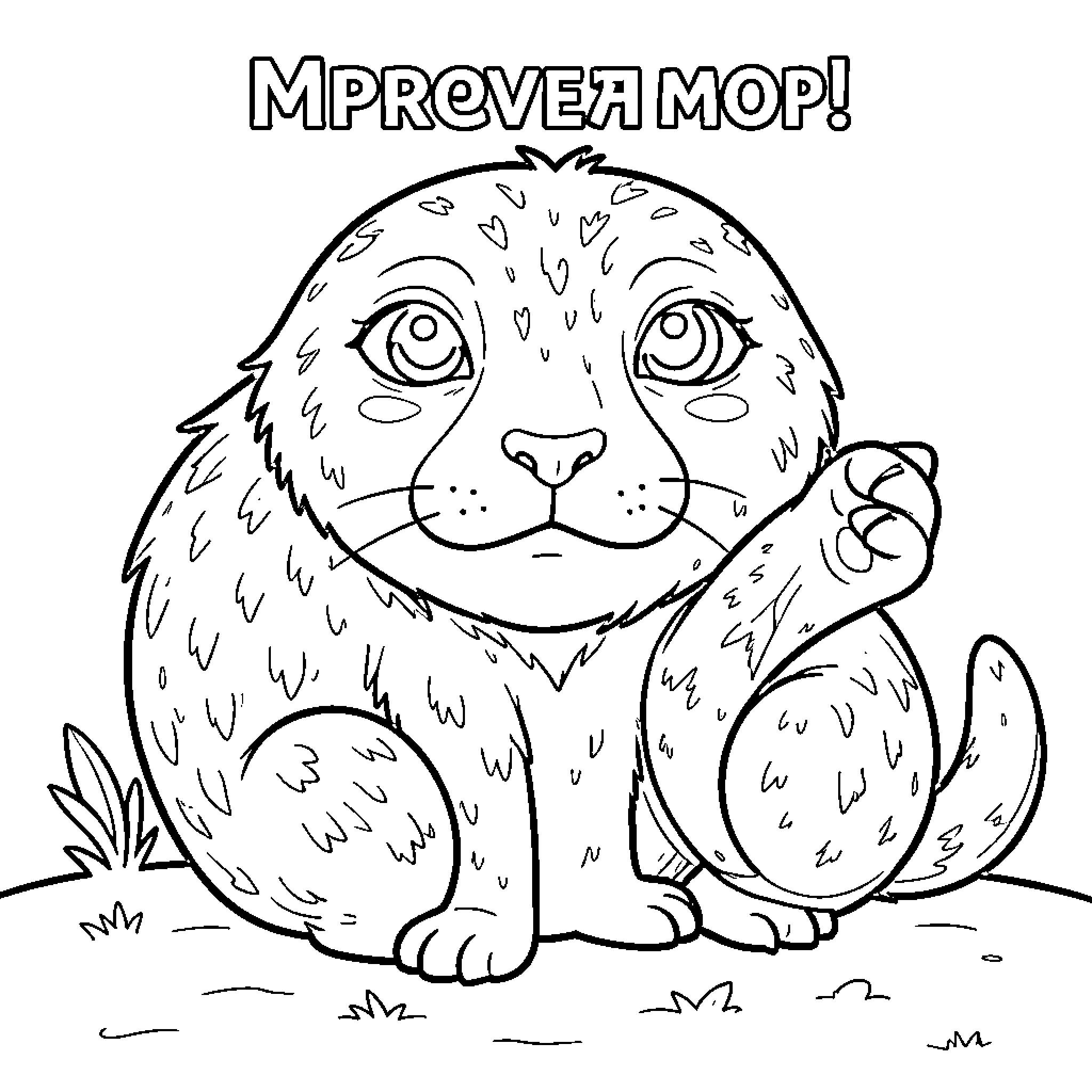 Better cute seal pup waving a paw happily Coloring Page (free black-and-white line drawing printable PDF for all, from beginners to advanced learners, including children, teens, adults, and seniors)