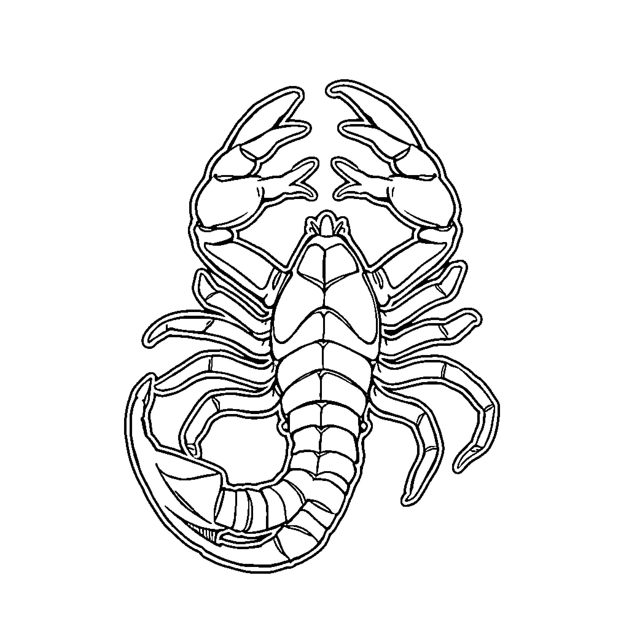 Scorpio creature crawling with intimidating claws Coloring Page (free black-and-white line drawing printable PDF for all, from beginners to advanced learners, including children, teens, adults, and seniors)