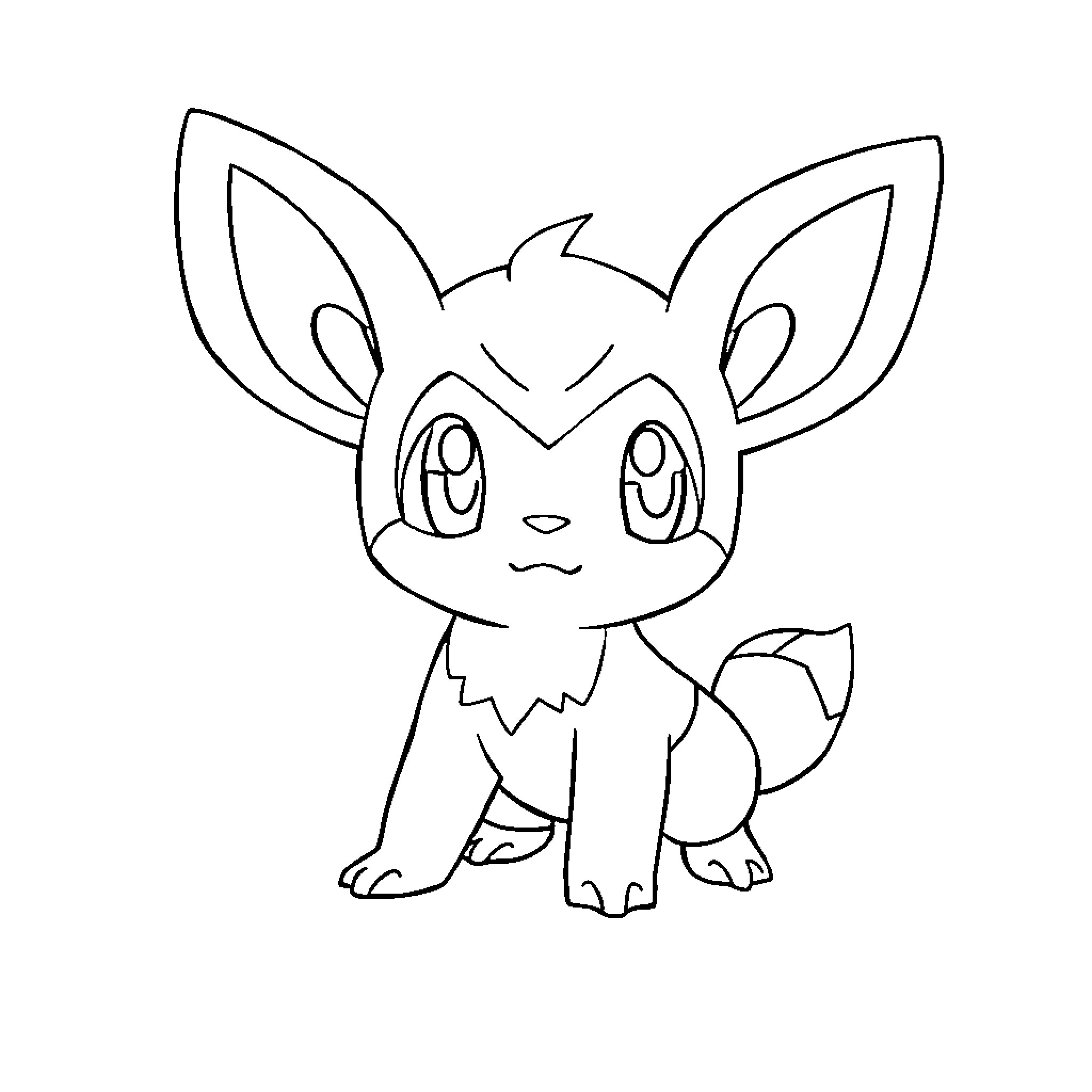 Riolu smiling curiously at the viewer Coloring Page (free black-and-white line drawing printable PDF for all, from beginners to advanced learners, including children, teens, adults, and seniors)