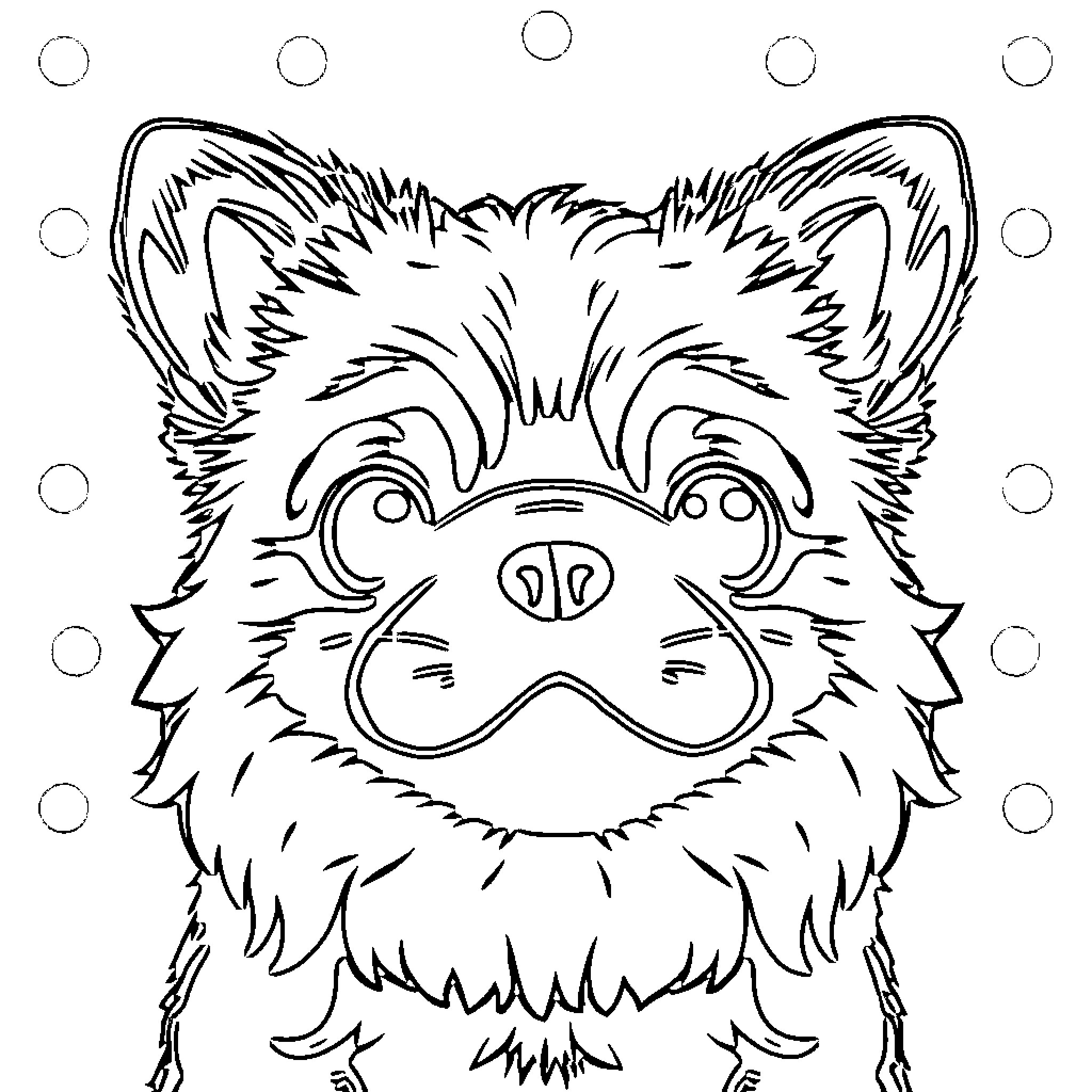 Puppy making funny face Coloring Page (free black-and-white line drawing printable PDF for all, from beginners to advanced learners, including children, teens, adults, and seniors)