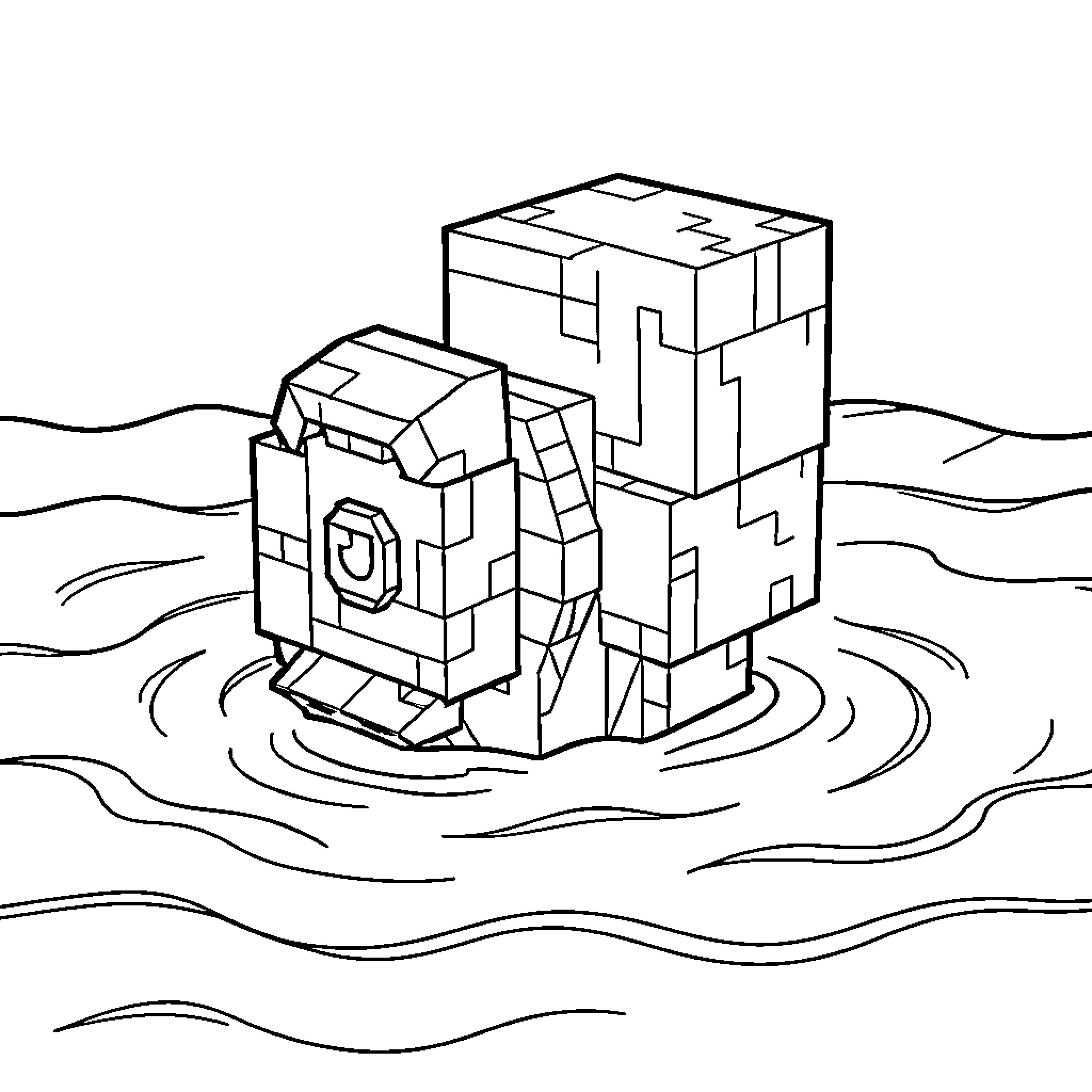 Nautilus-inspired geometric structures in water Coloring Page (free black-and-white line drawing printable PDF for all, from beginners to advanced learners, including children, teens, adults, and seniors)