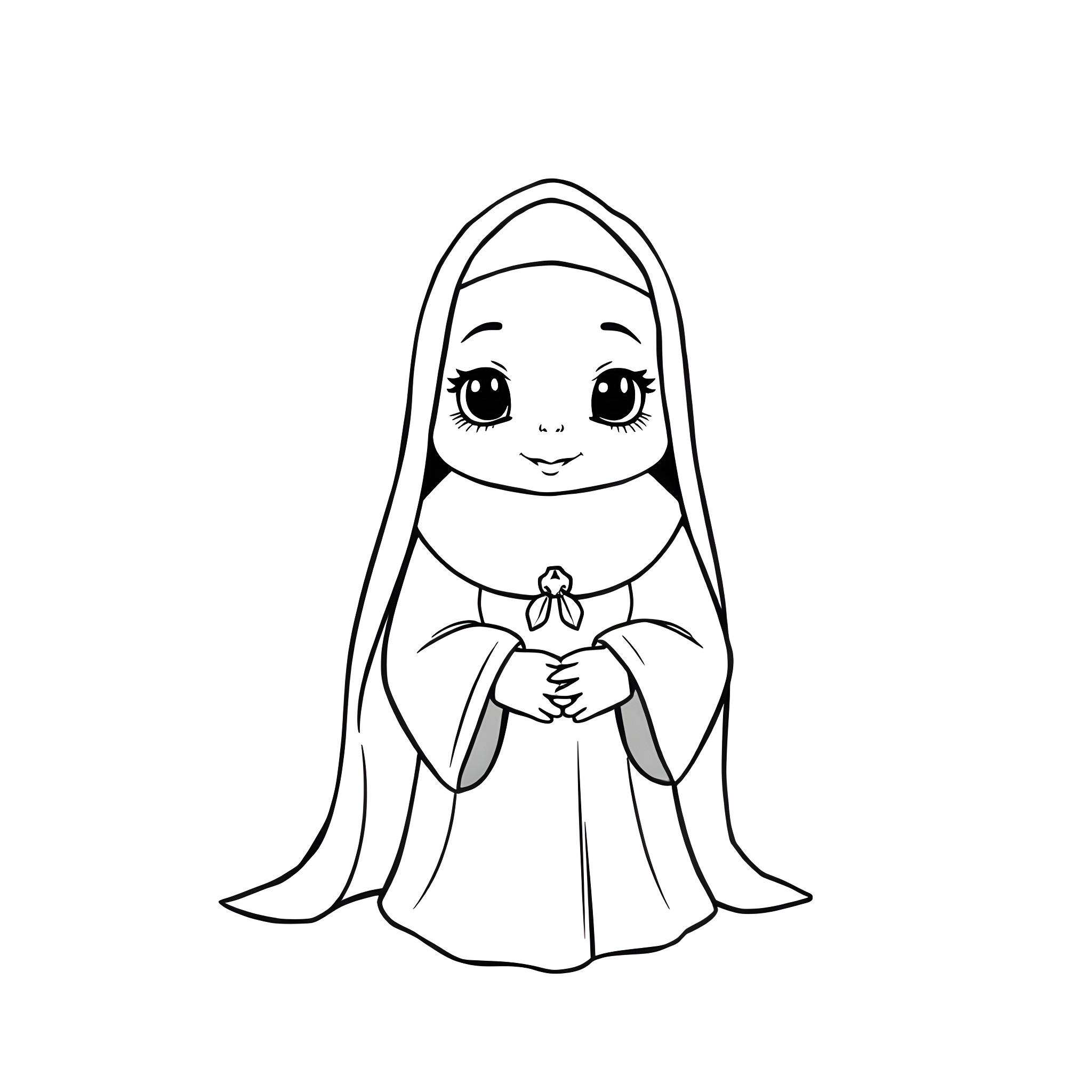 Clione in a Joyful Pose with Flowing Garb Coloring Page (free black-and-white line drawing printable PDF for all, from beginners to advanced learners, including children, teens, adults, and seniors)