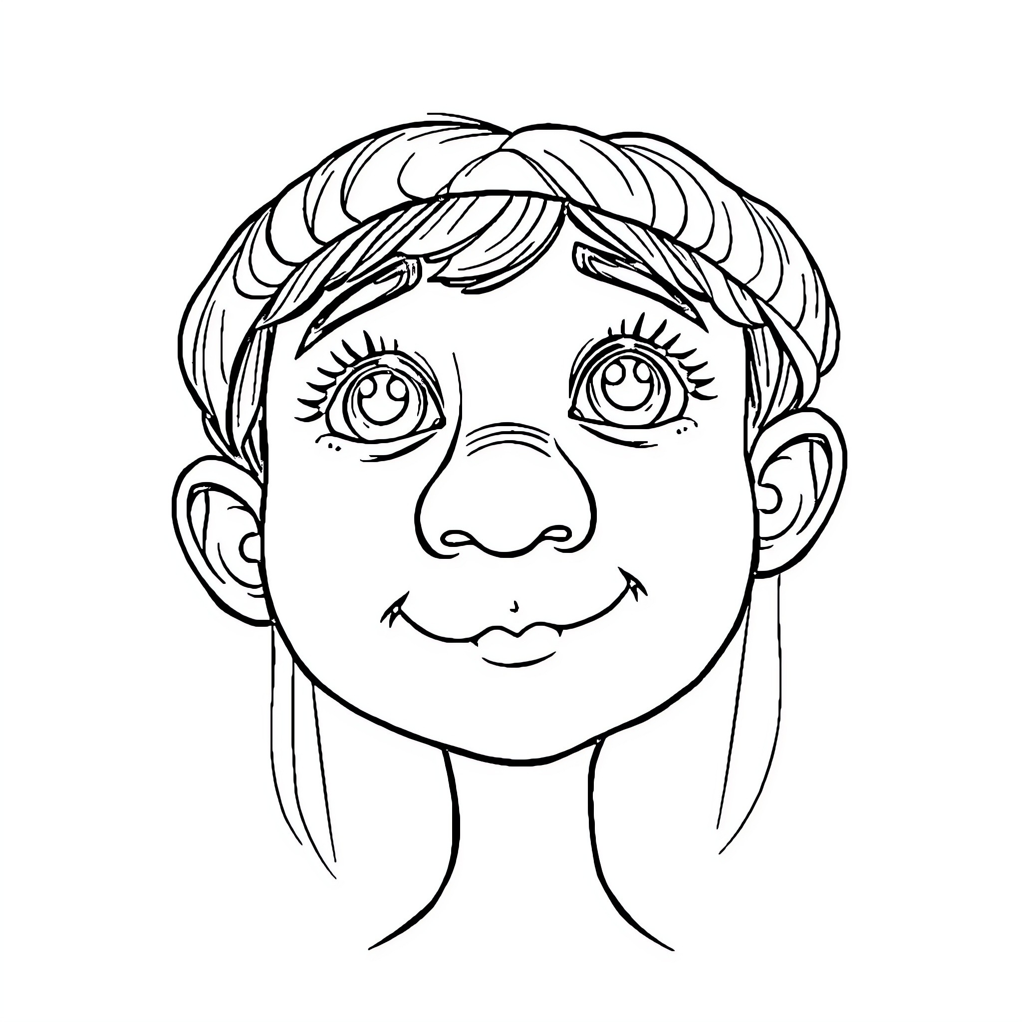 Anomali Nasi Nanis' Cheerful Smile Coloring Page (free black-and-white line drawing printable PDF for all, from beginners to advanced learners, including children, teens, adults, and seniors)