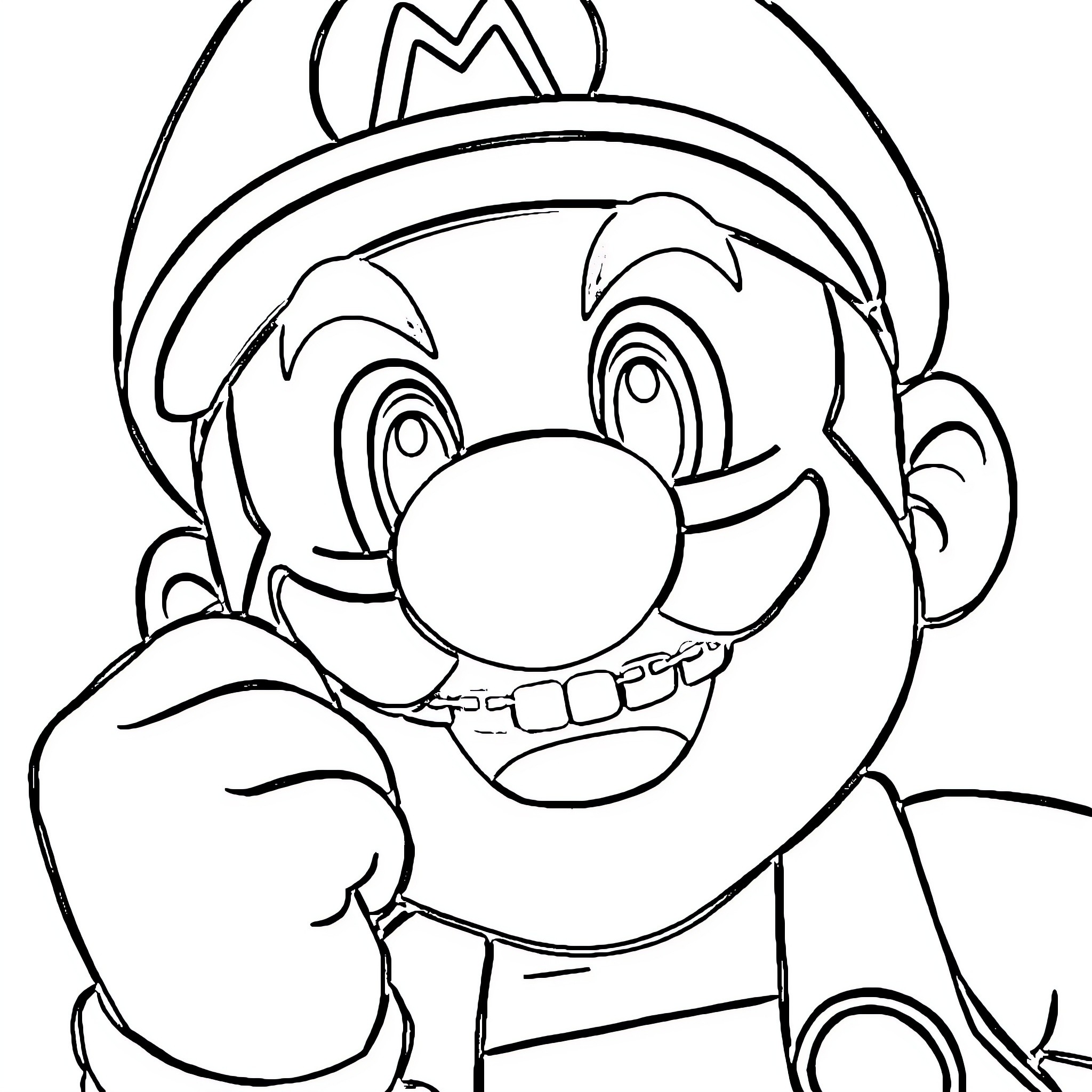 Super Mario Jumping with Joy Coloring Page (free black-and-white line drawing printable PDF for all, from beginners to advanced learners, including children, teens, adults, and seniors)