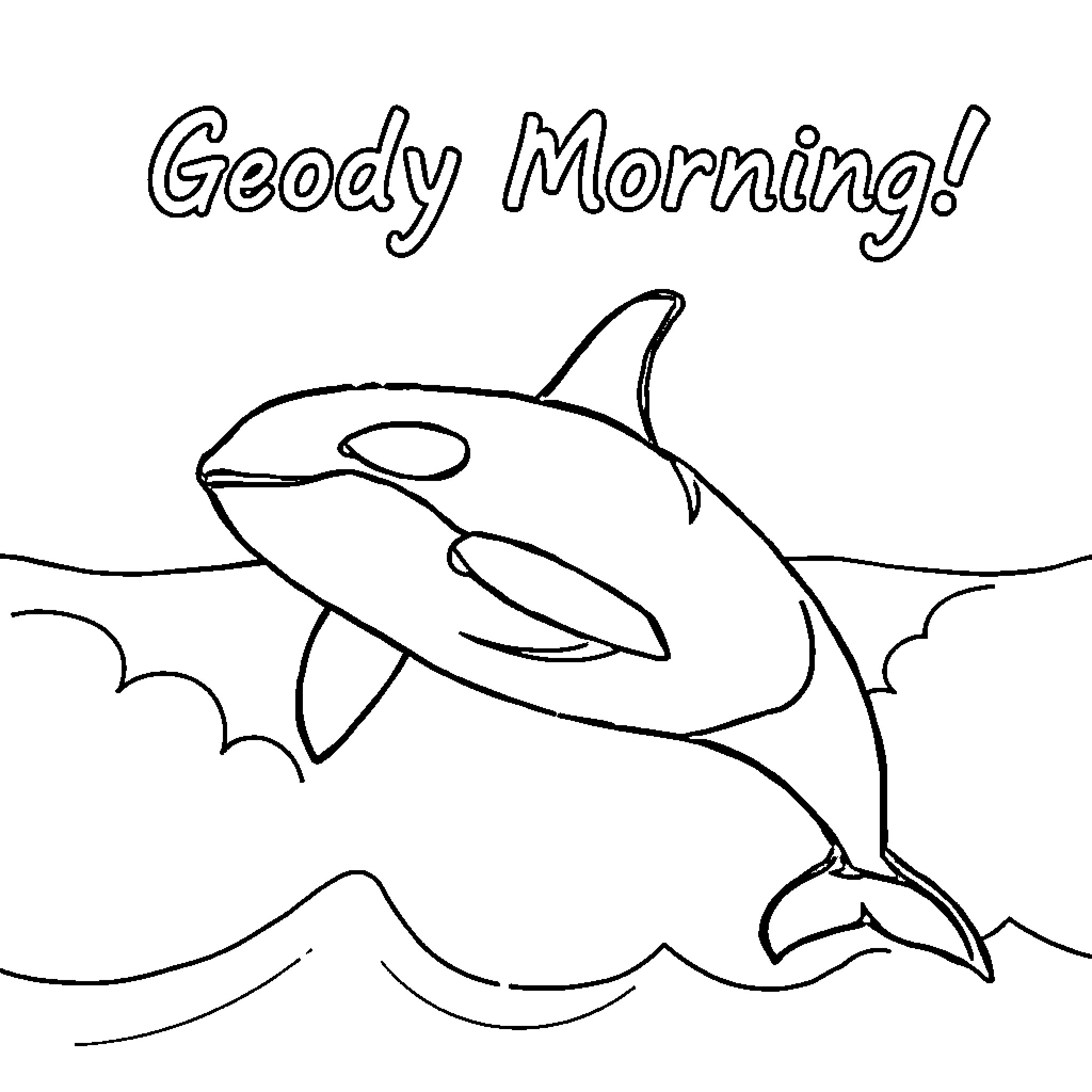 Orca jumping out of the water Coloring Page (free black-and-white line drawing printable PDF for all, from beginners to advanced learners, including children, teens, adults, and seniors)