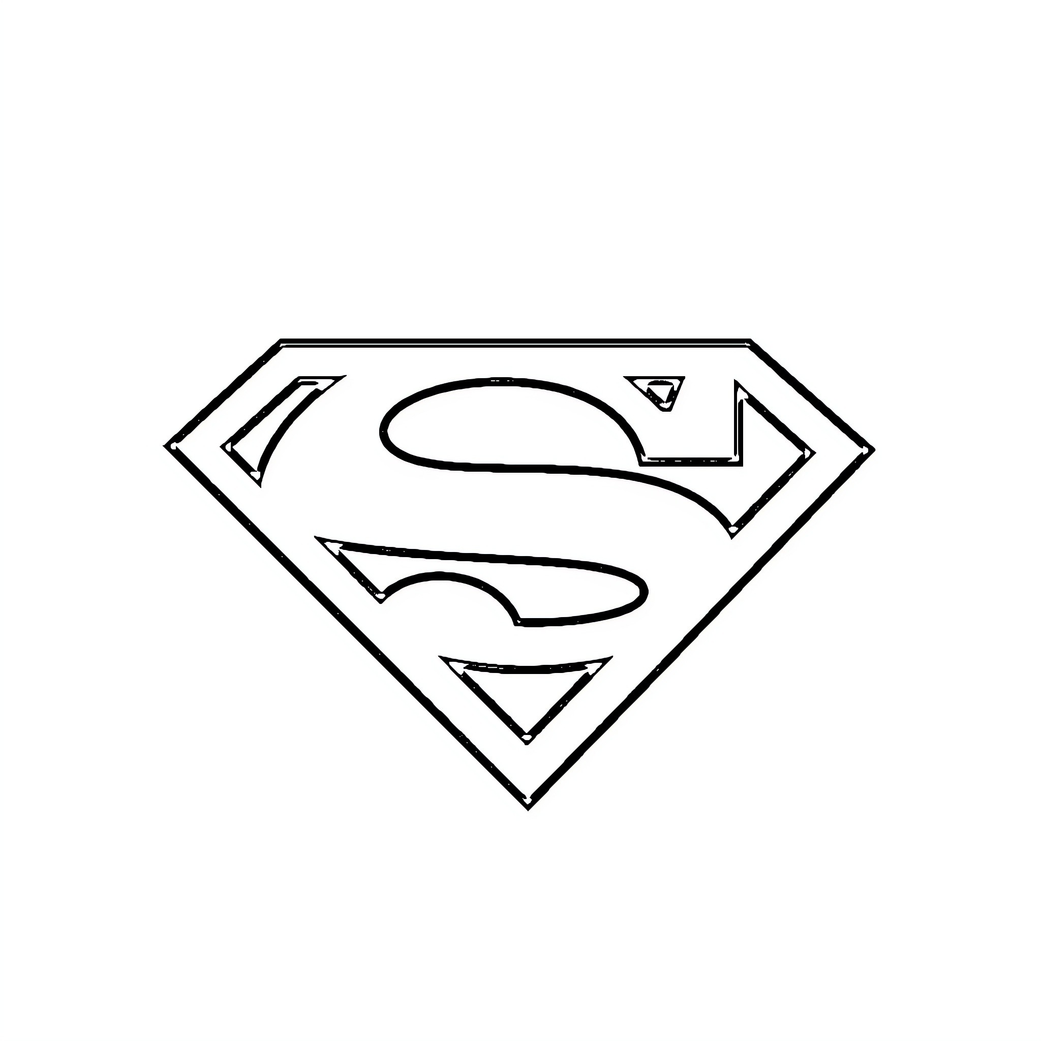 Superman symbol on a simple background Coloring Page (free black-and-white line drawing printable PDF for all, from beginners to advanced learners, including children, teens, adults, and seniors)