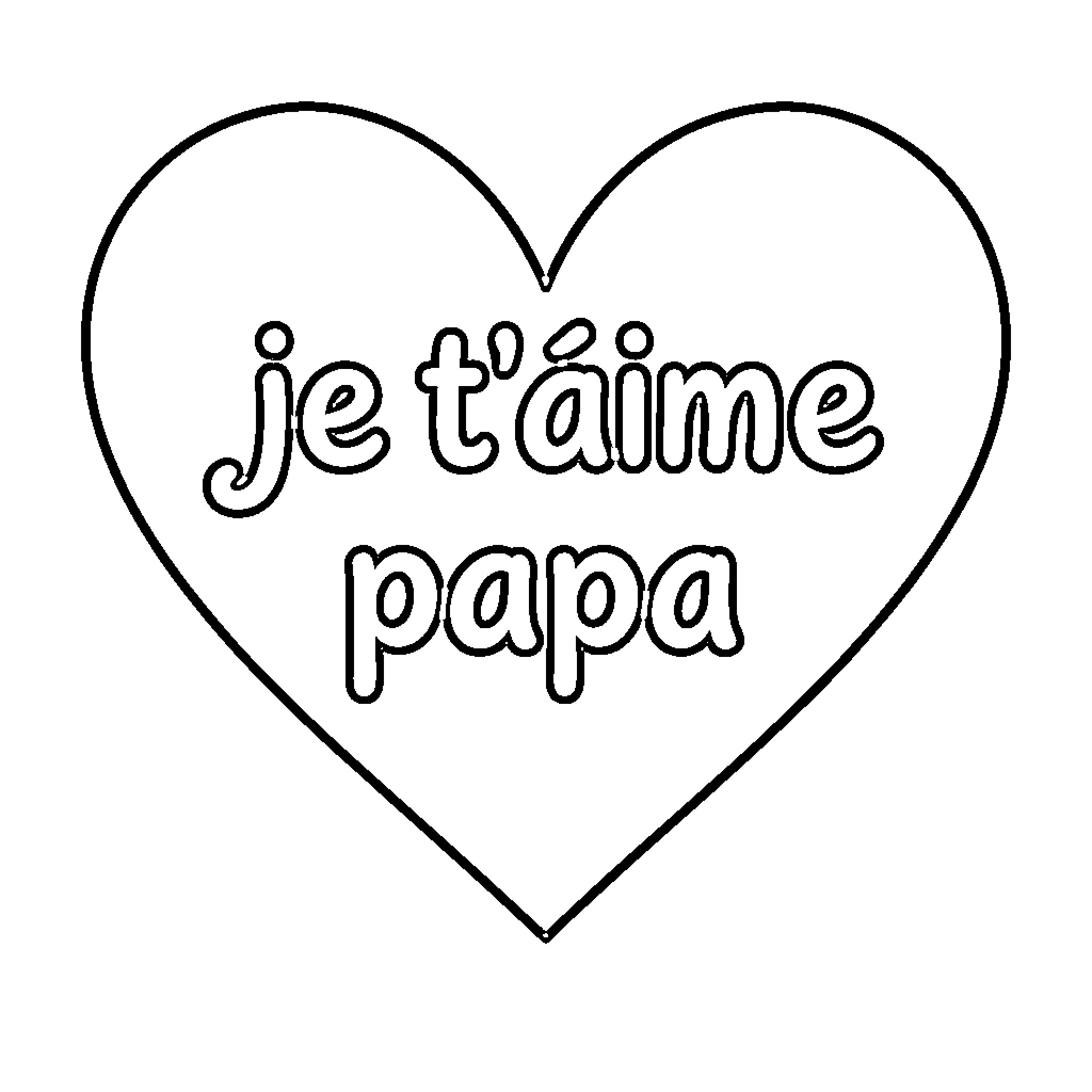 Heart containing a loving message for father Coloring Page (free black-and-white line drawing printable PDF for all, from beginners to advanced learners, including children, teens, adults, and seniors)